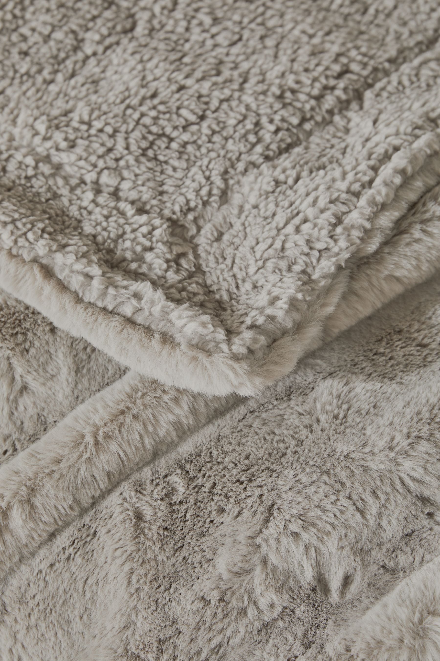 Grey Extra Cosy Plush Faux Fur Serpa Reverse Throw