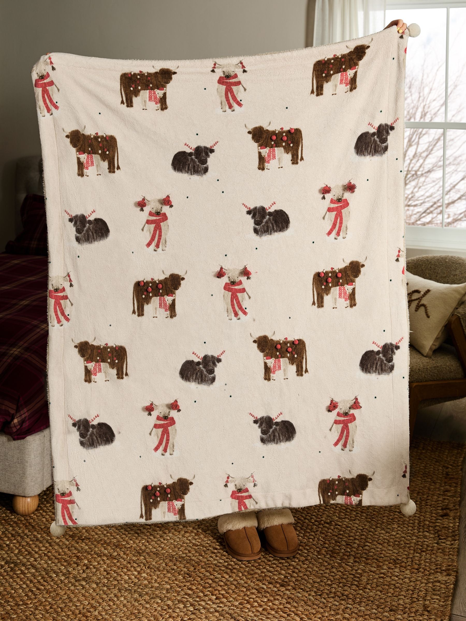 Natural Christmas Hamish Fleece Throw