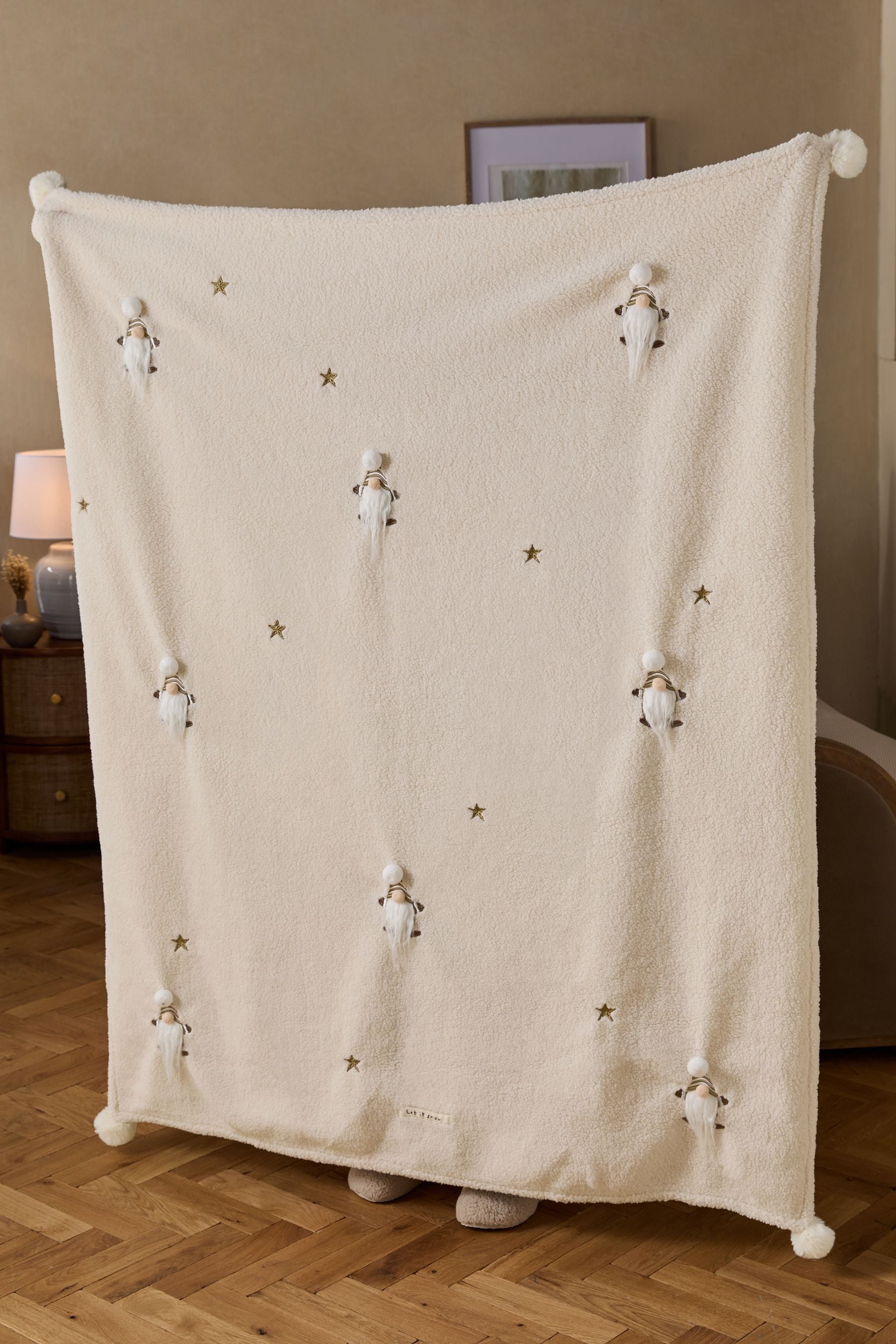 Ivory Christmas Gonk Fleece Throw