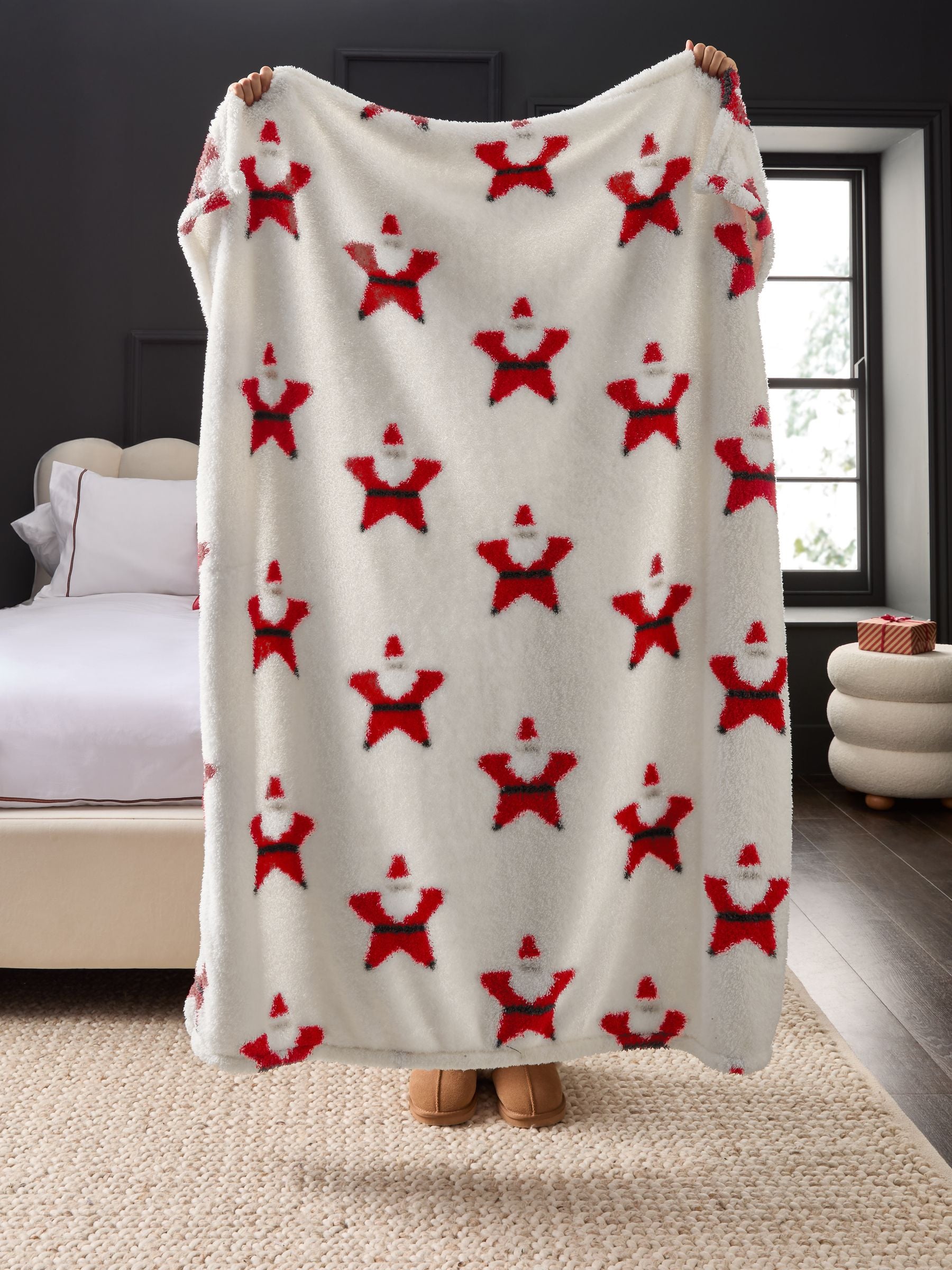 Red Christmas Santa Fleece Throw