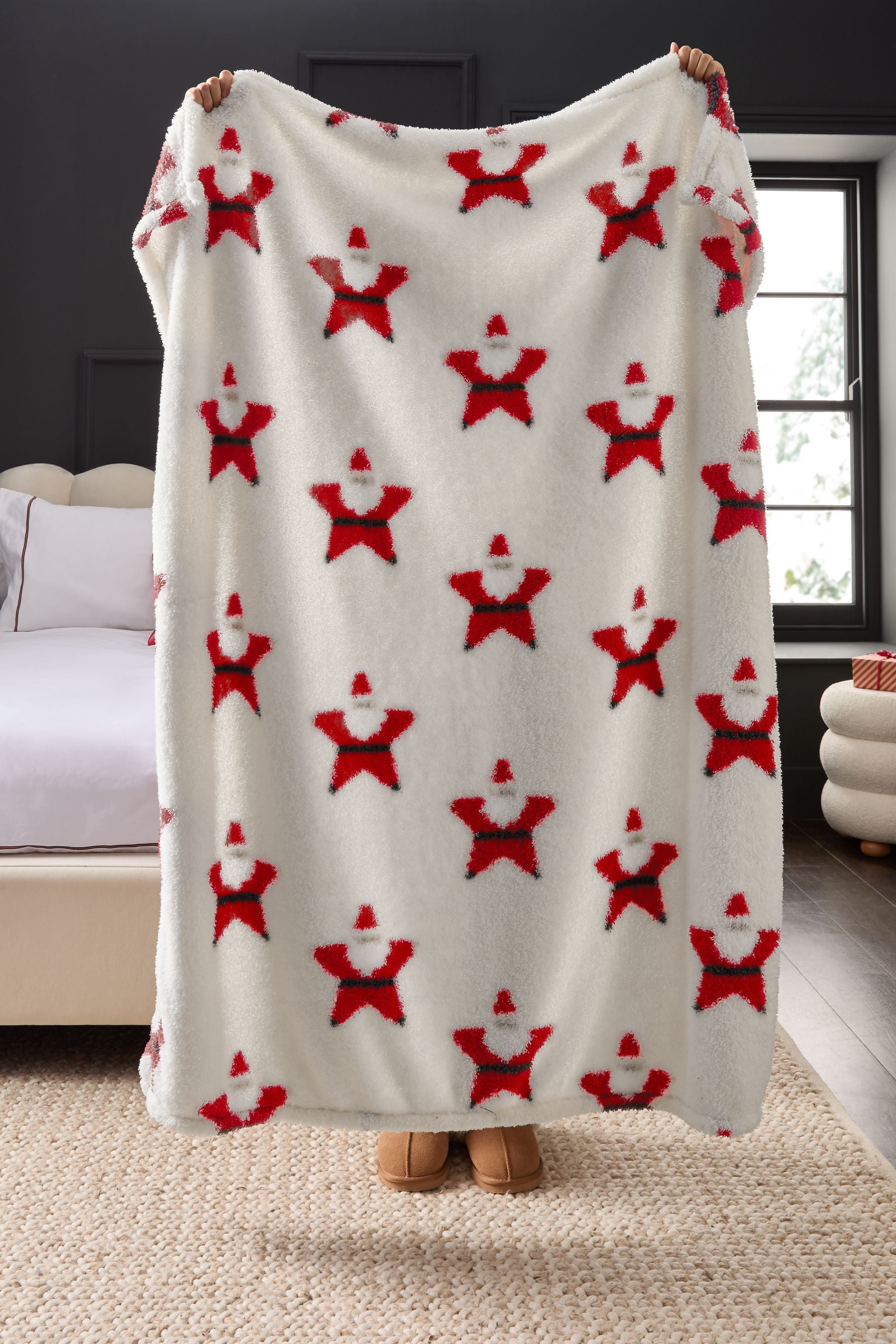 Red Christmas Santa Fleece Throw