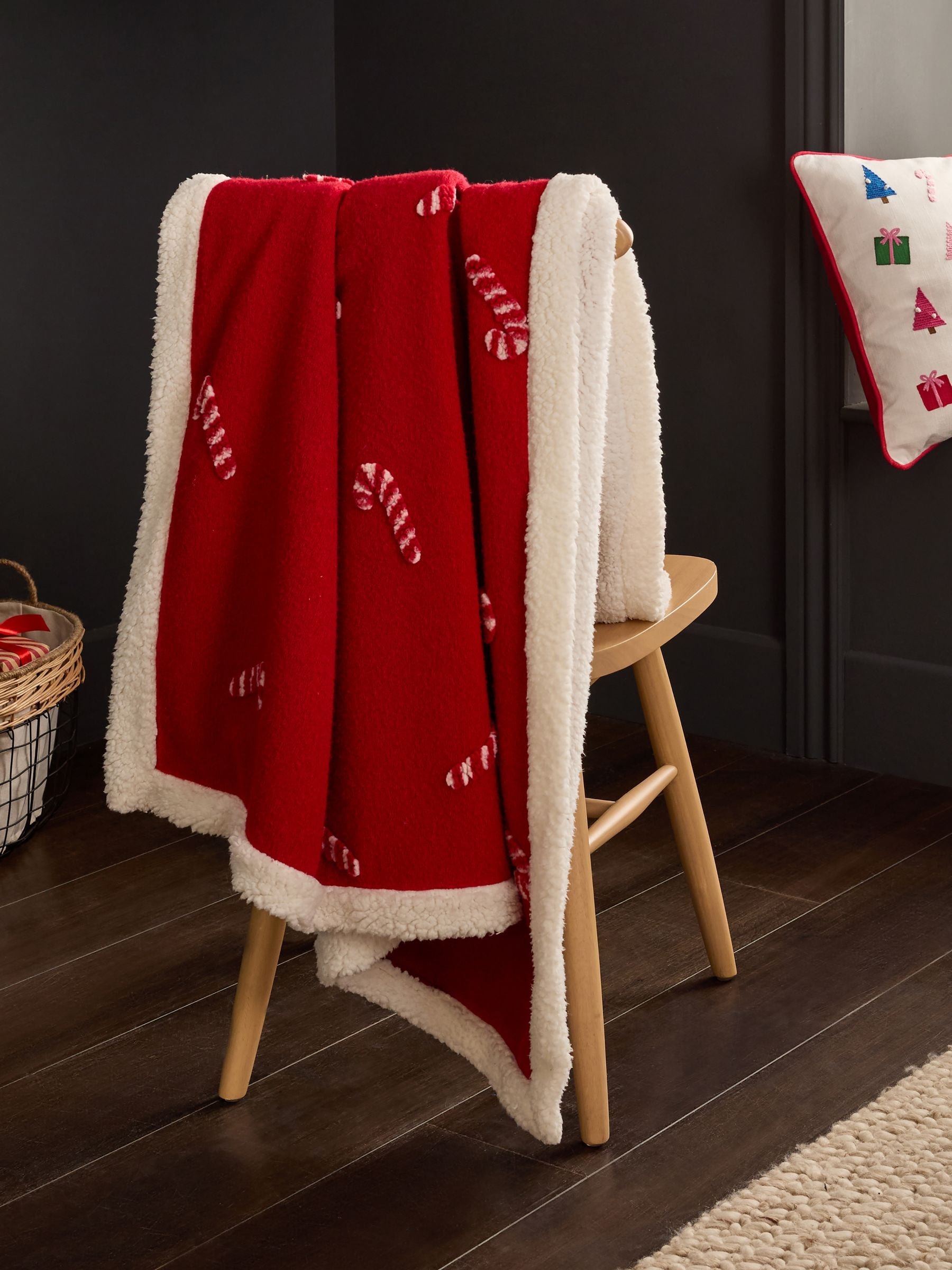 Red Christmas Candy Cane Throw