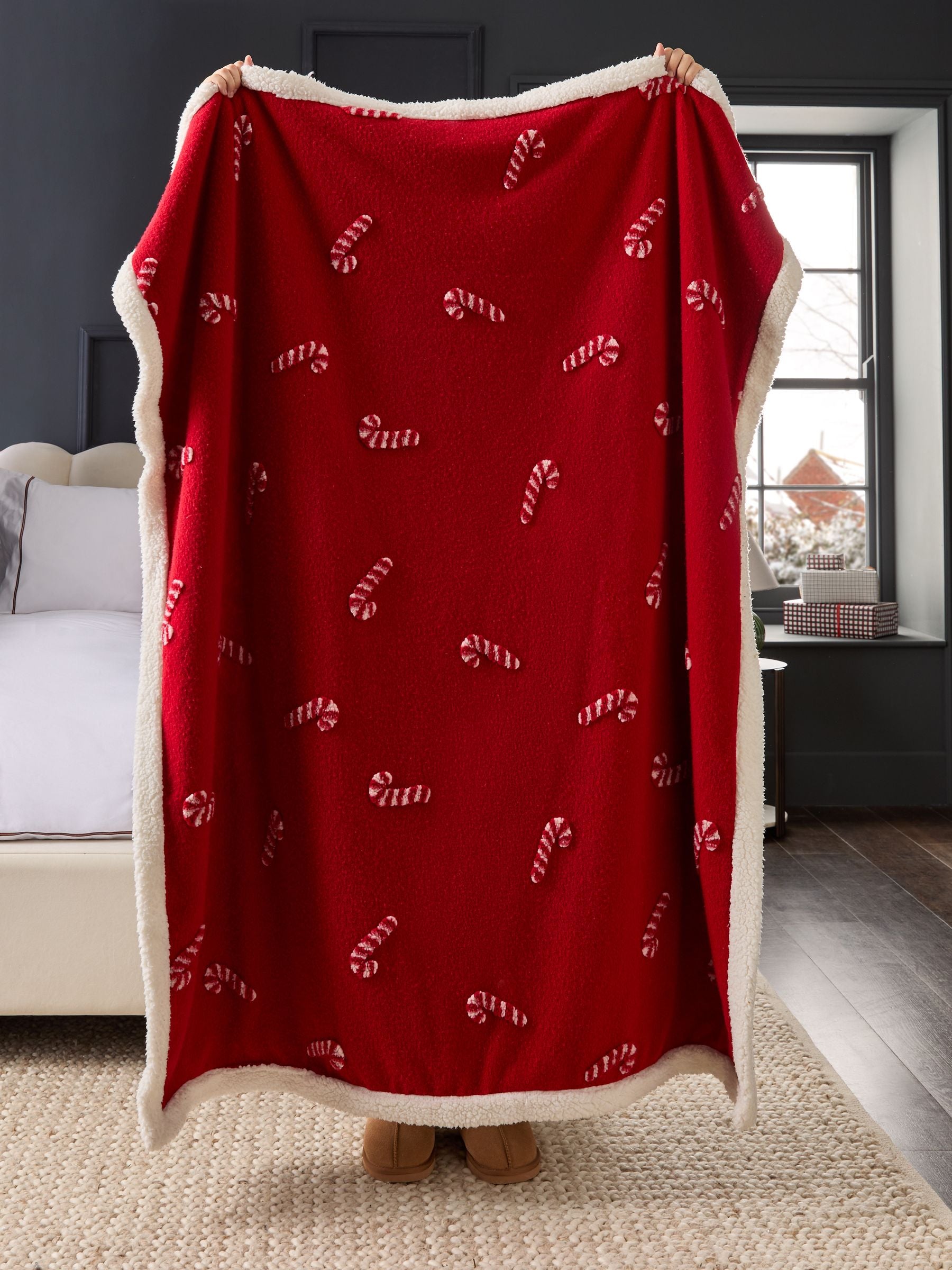 Red Christmas Candy Cane Throw