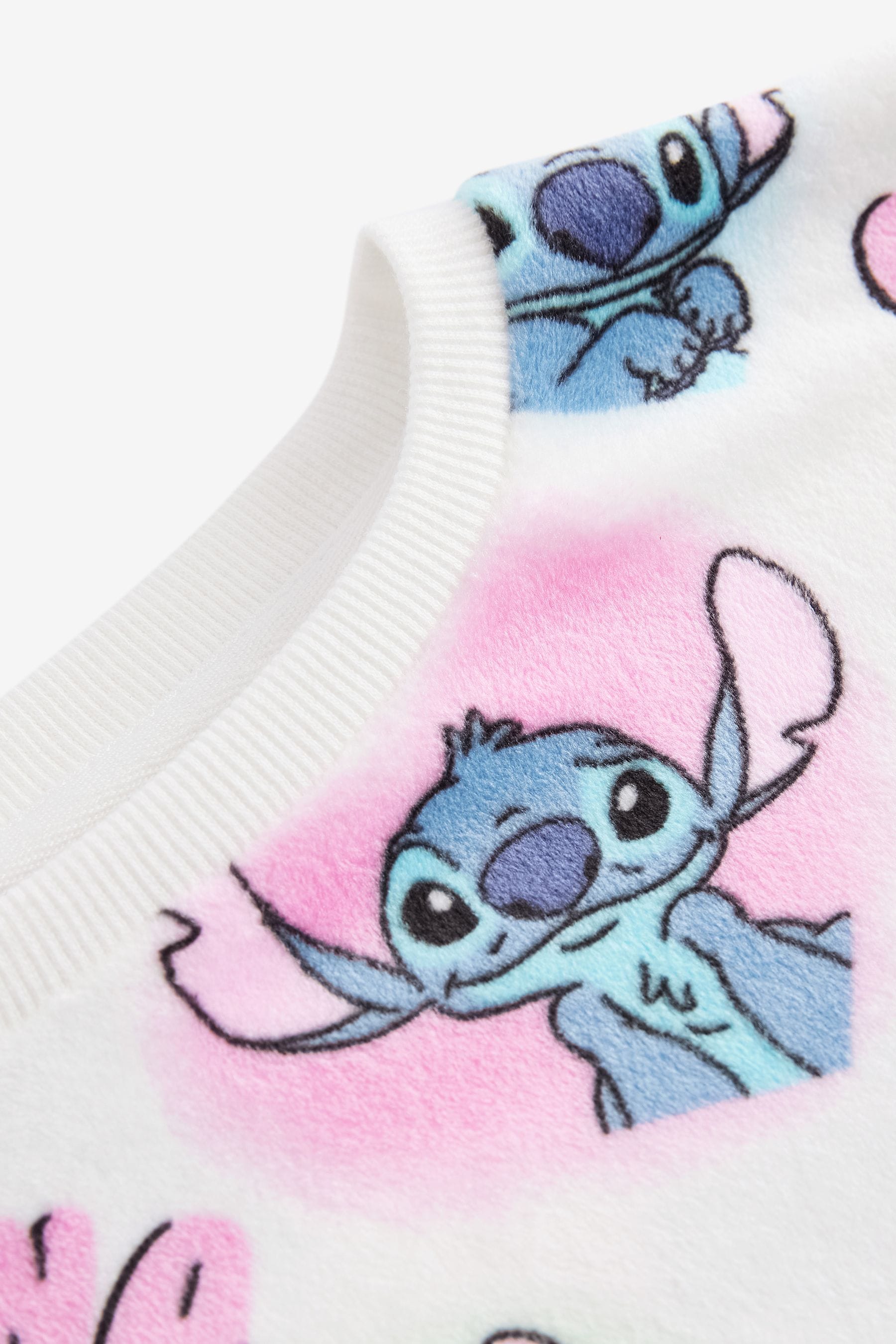 White/Pink License Lilo and Stitch Cosy Fleece Pyjamas (3-16yrs)