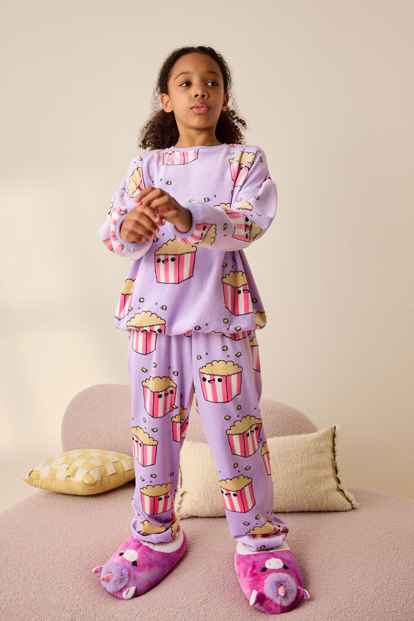 Lilac Purple Cosy Fleece Pyjamas (3-16yrs)