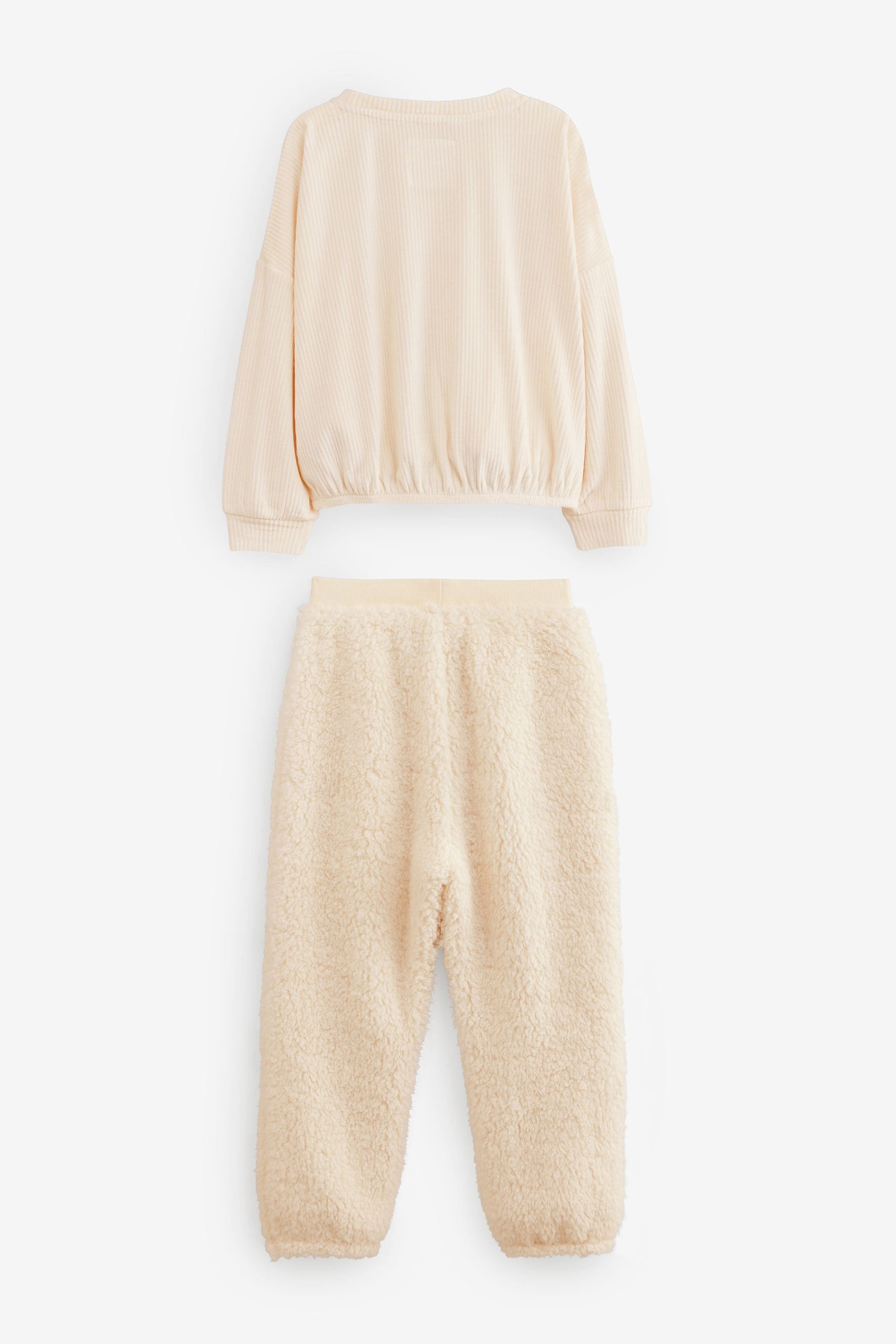 Cream/Blue Cosy Fleece Pyjamas (3-16yrs)