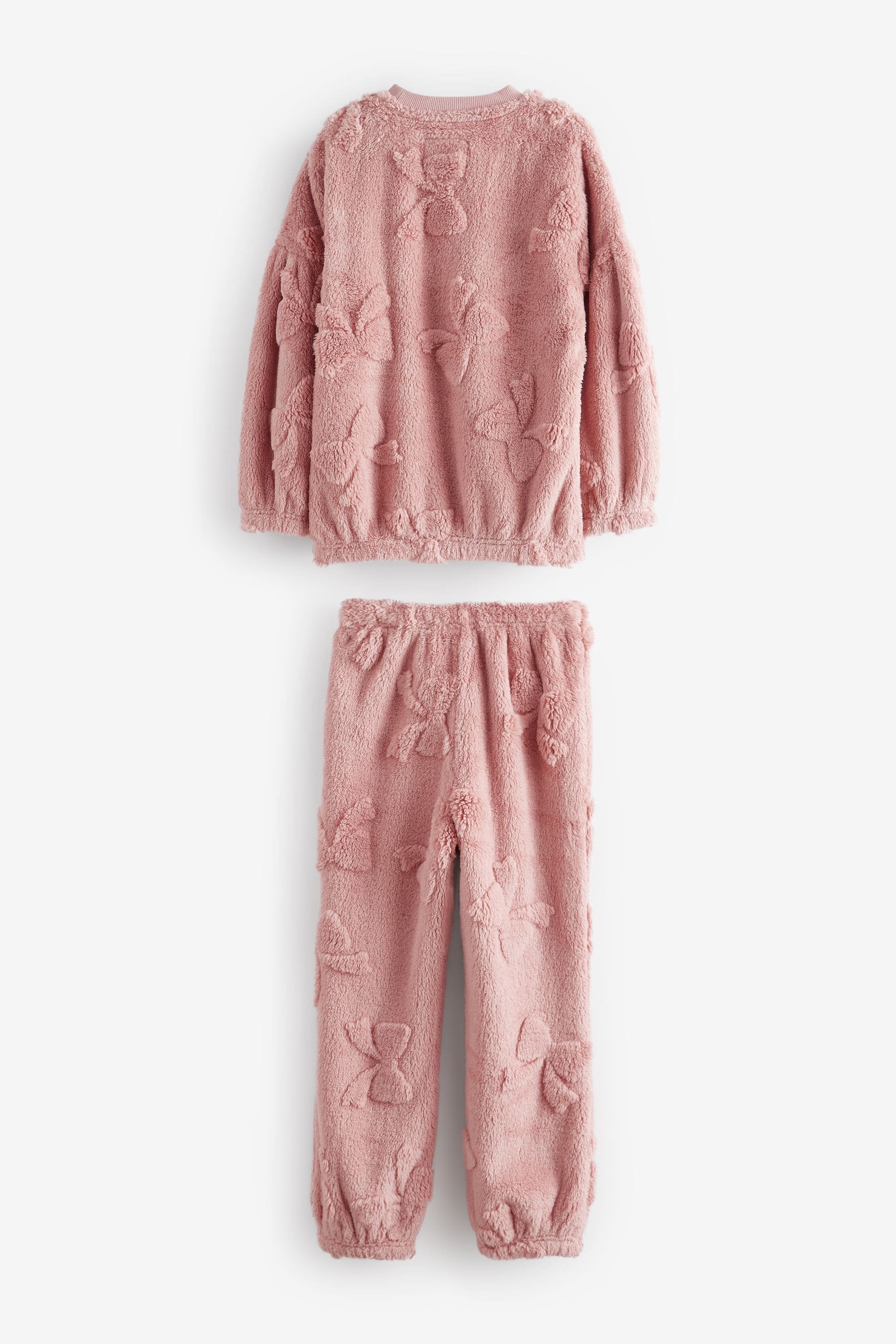 Pink Bow Cosy Fleece Jacquard Pyjamas (3-16yrs)