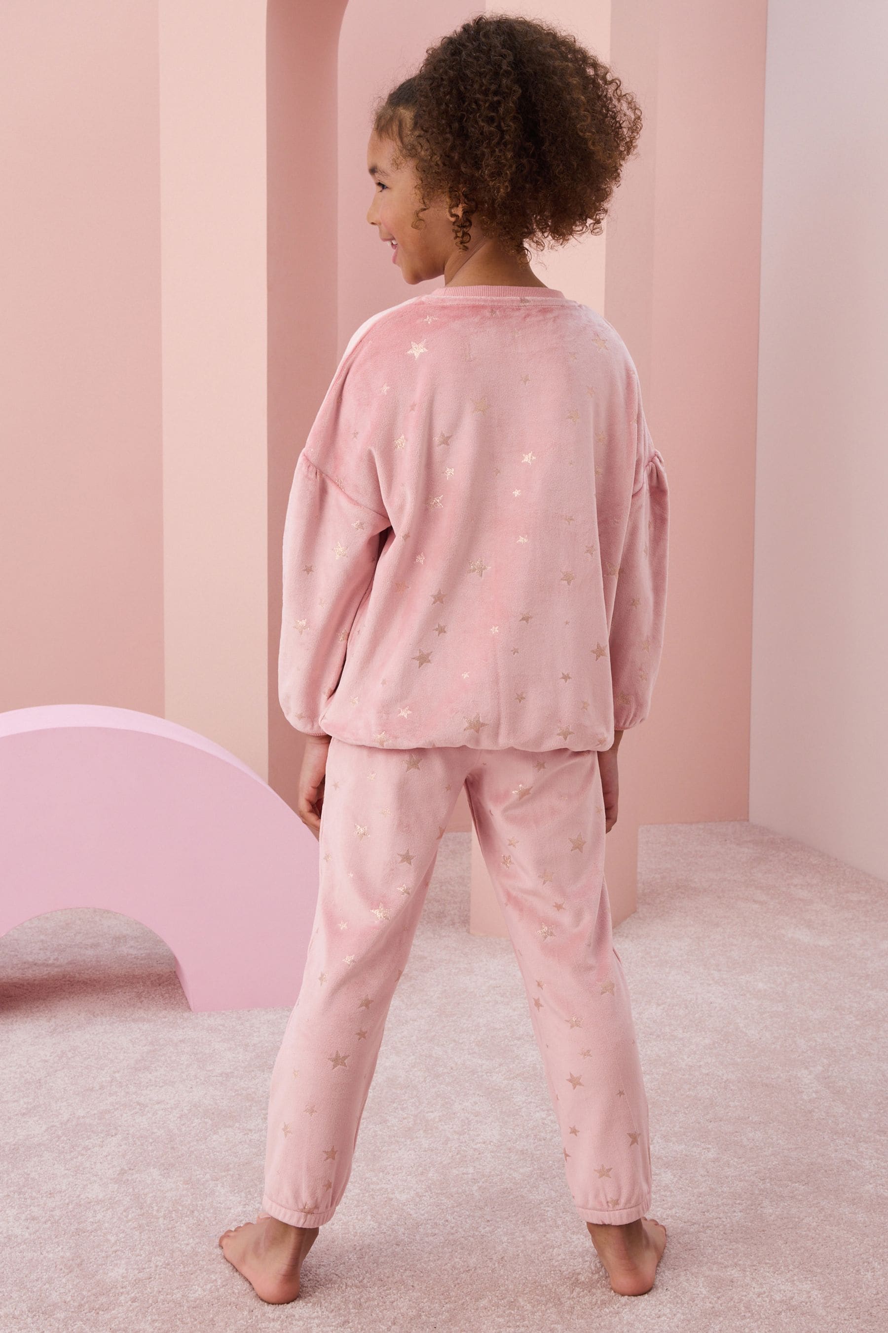 Pink Metallic Star Cosy Fleece Pyjamas (9mths-16yrs)