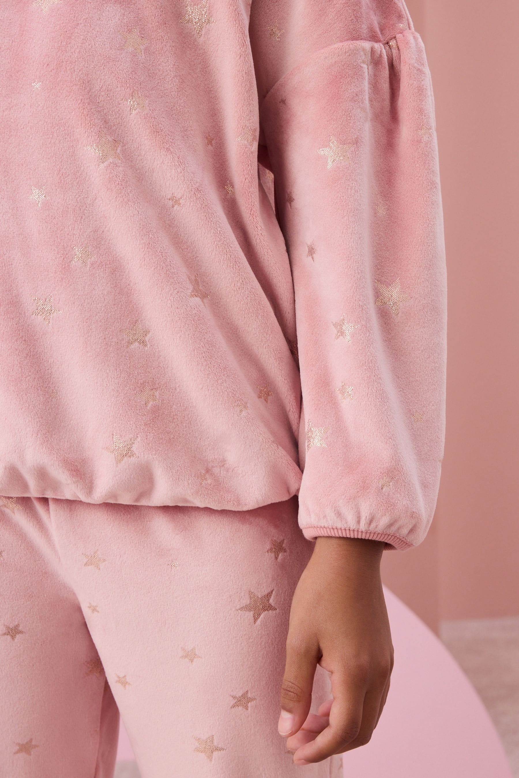 Pink Metallic Star Cosy Fleece Pyjamas (9mths-16yrs)