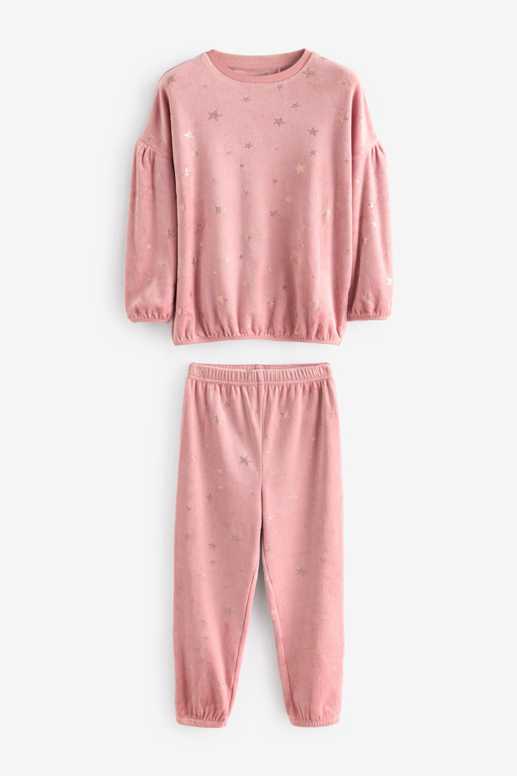 Pink Metallic Star Cosy Fleece Pyjamas (9mths-16yrs)