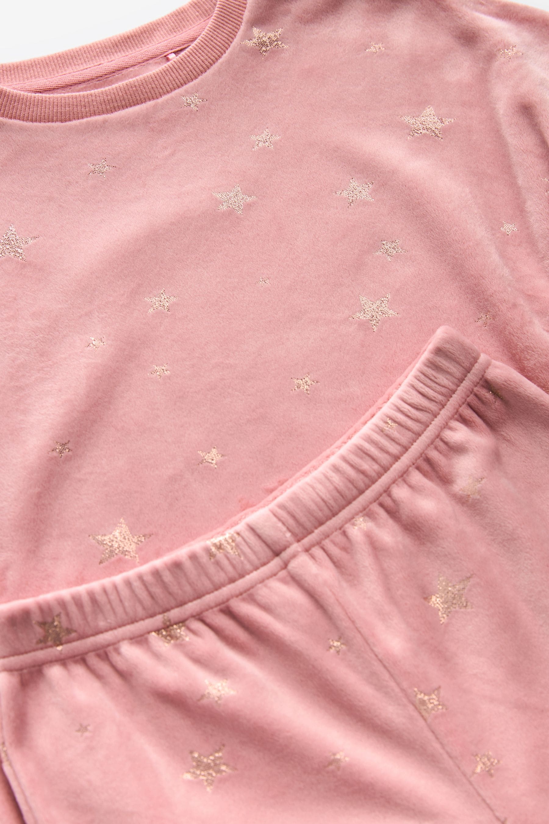 Pink Metallic Star Cosy Fleece Pyjamas (9mths-16yrs)