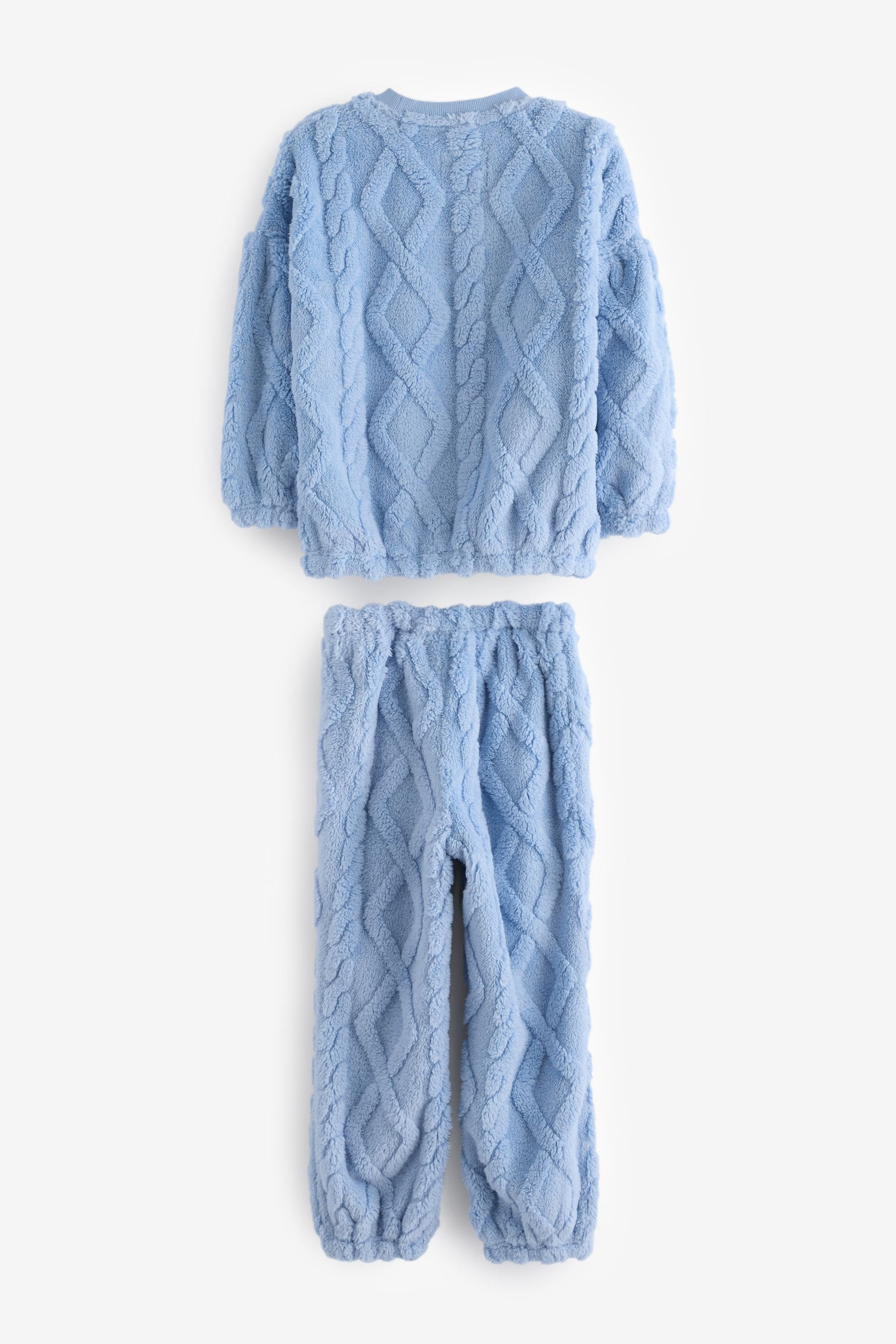 Blue Cable Cosy Fleece Jacquard Pyjamas (3-16yrs)