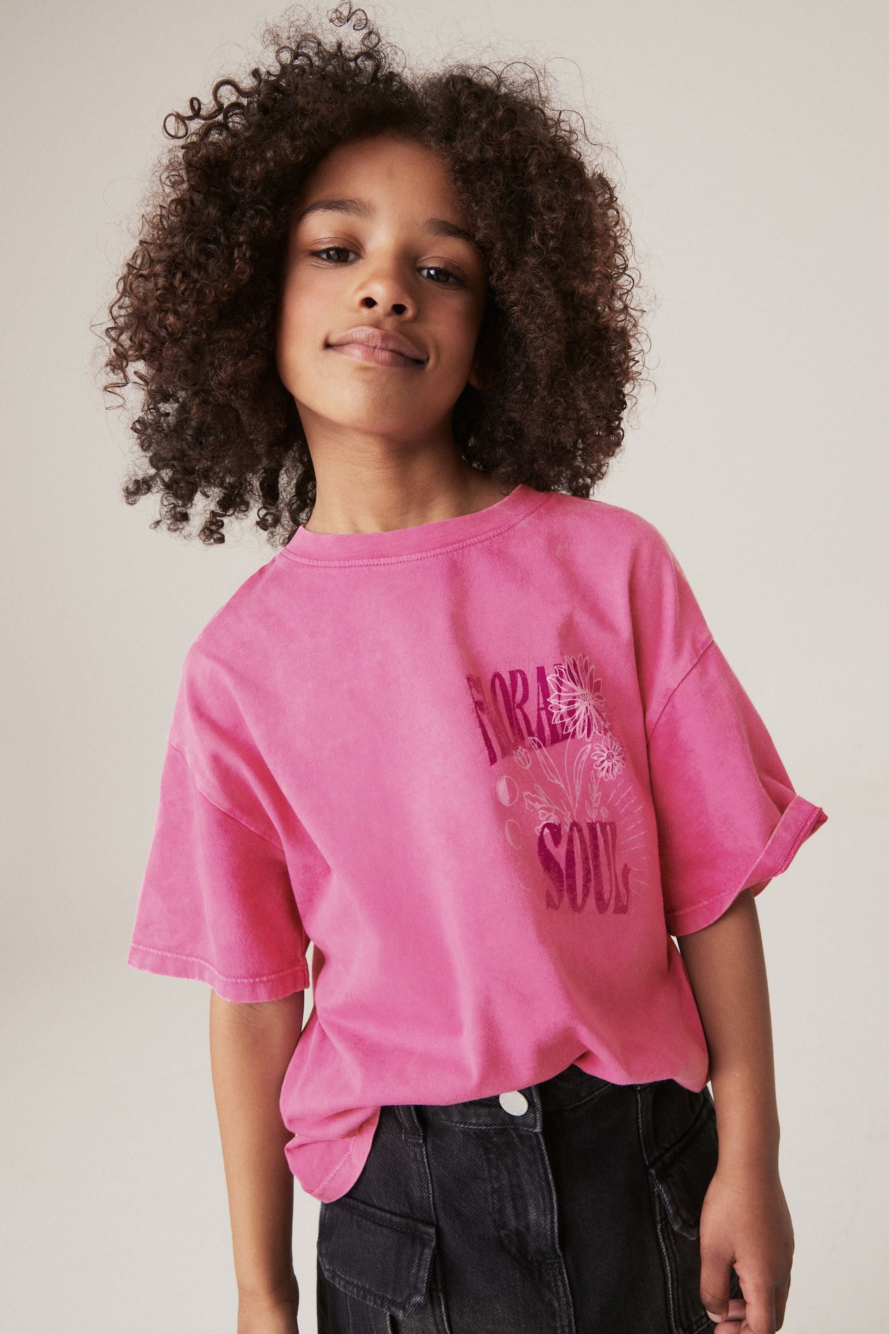 Pink Acid Wash Graphic T-Shirt (3-16yrs)