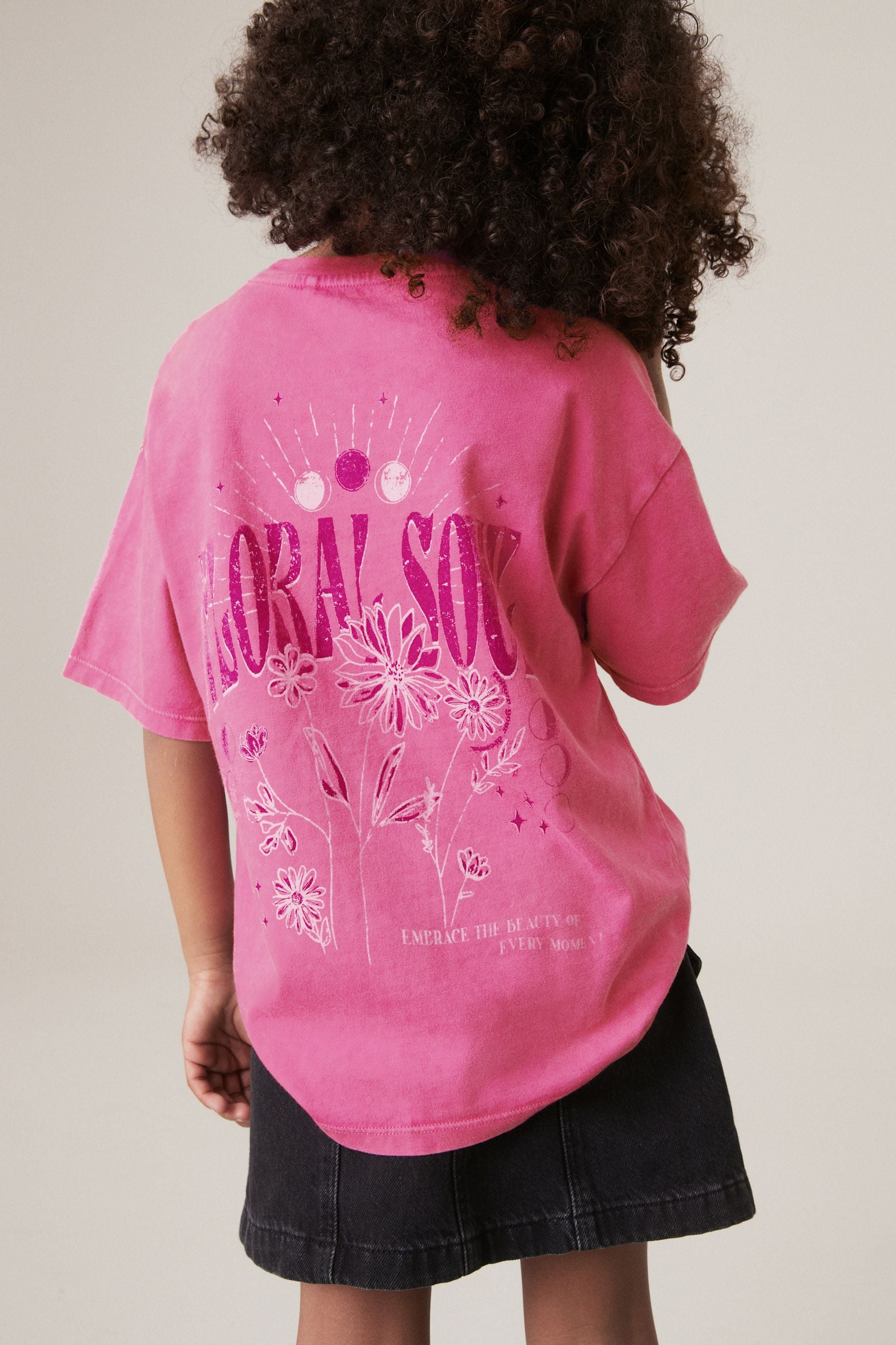 Pink Acid Wash 100% Cotton Graphic T-Shirt (3-16yrs)