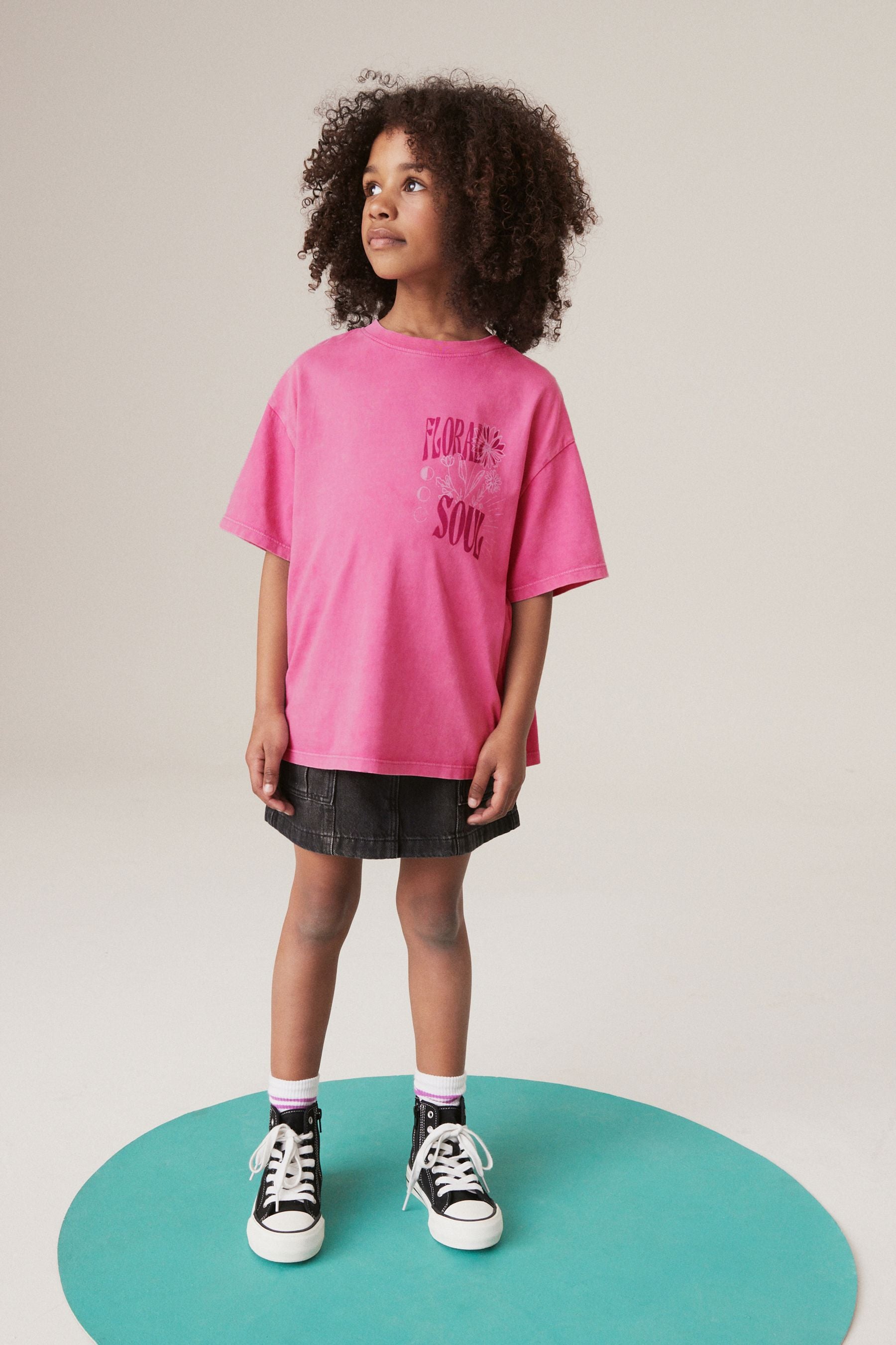 Pink Acid Wash 100% Cotton Graphic T-Shirt (3-16yrs)