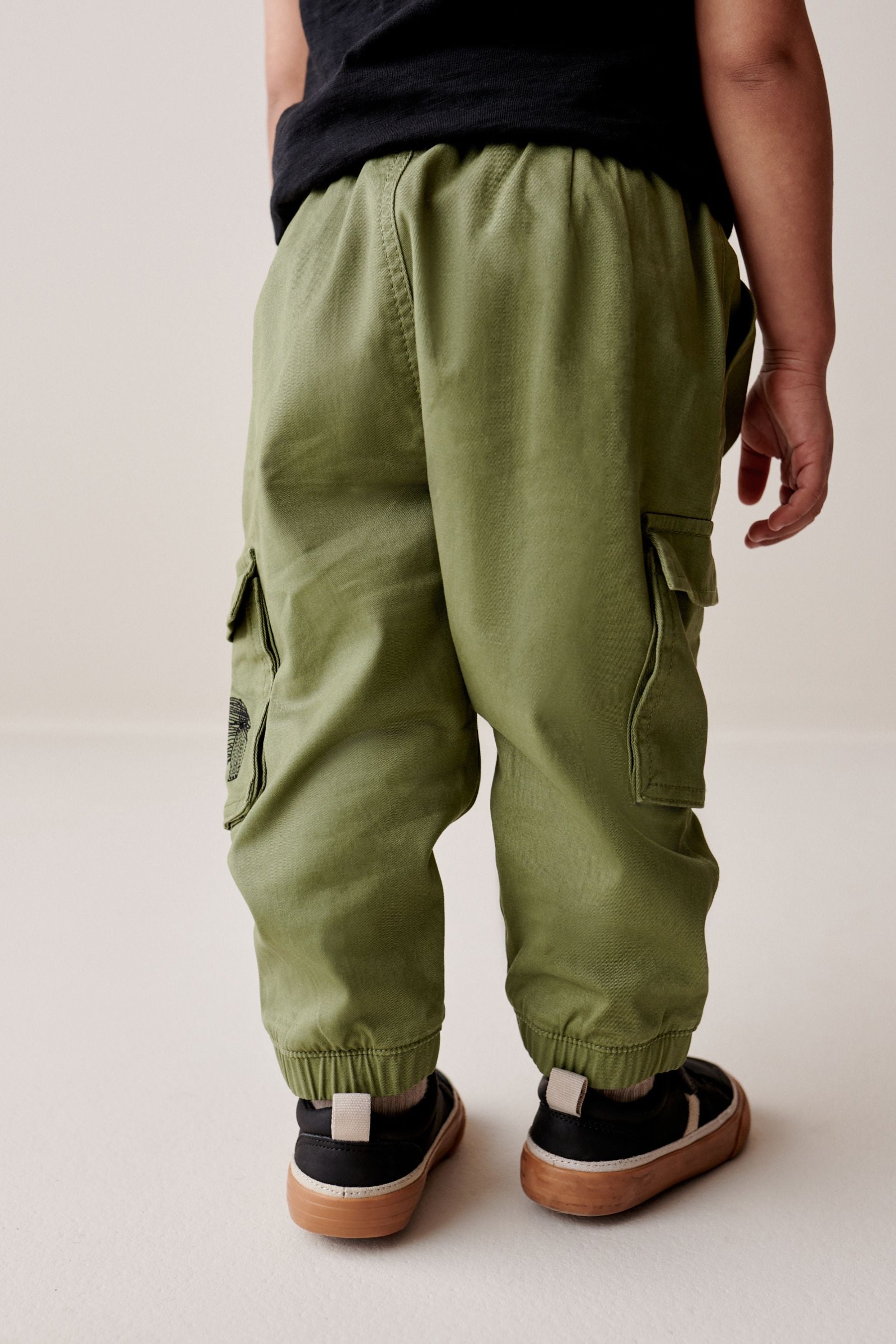 Khaki Green Animals Cargo Trousers (3mths-7yrs)