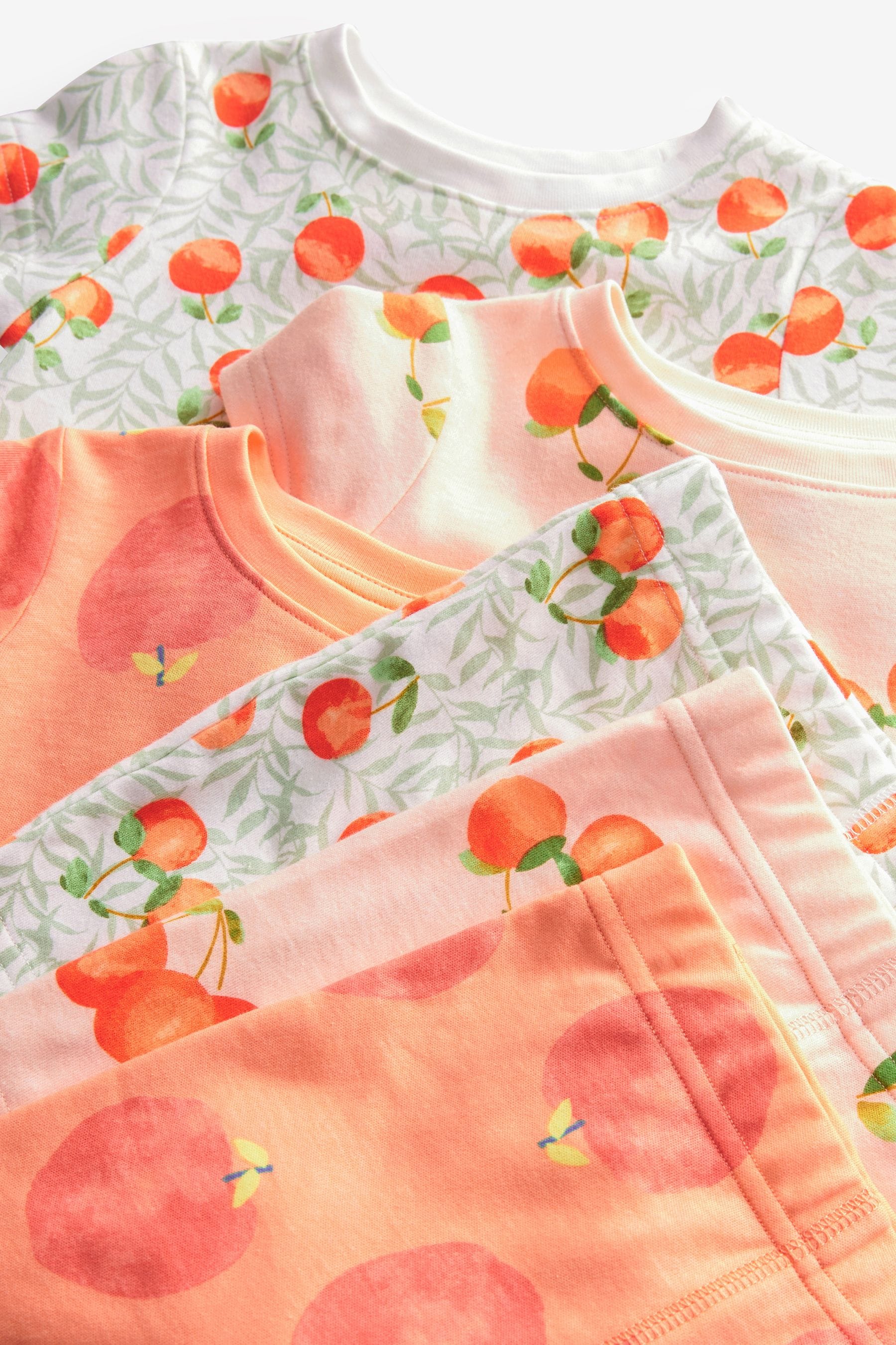 Orange/White Peach Short Pyjamas 3 Pack (9mths-12yrs)