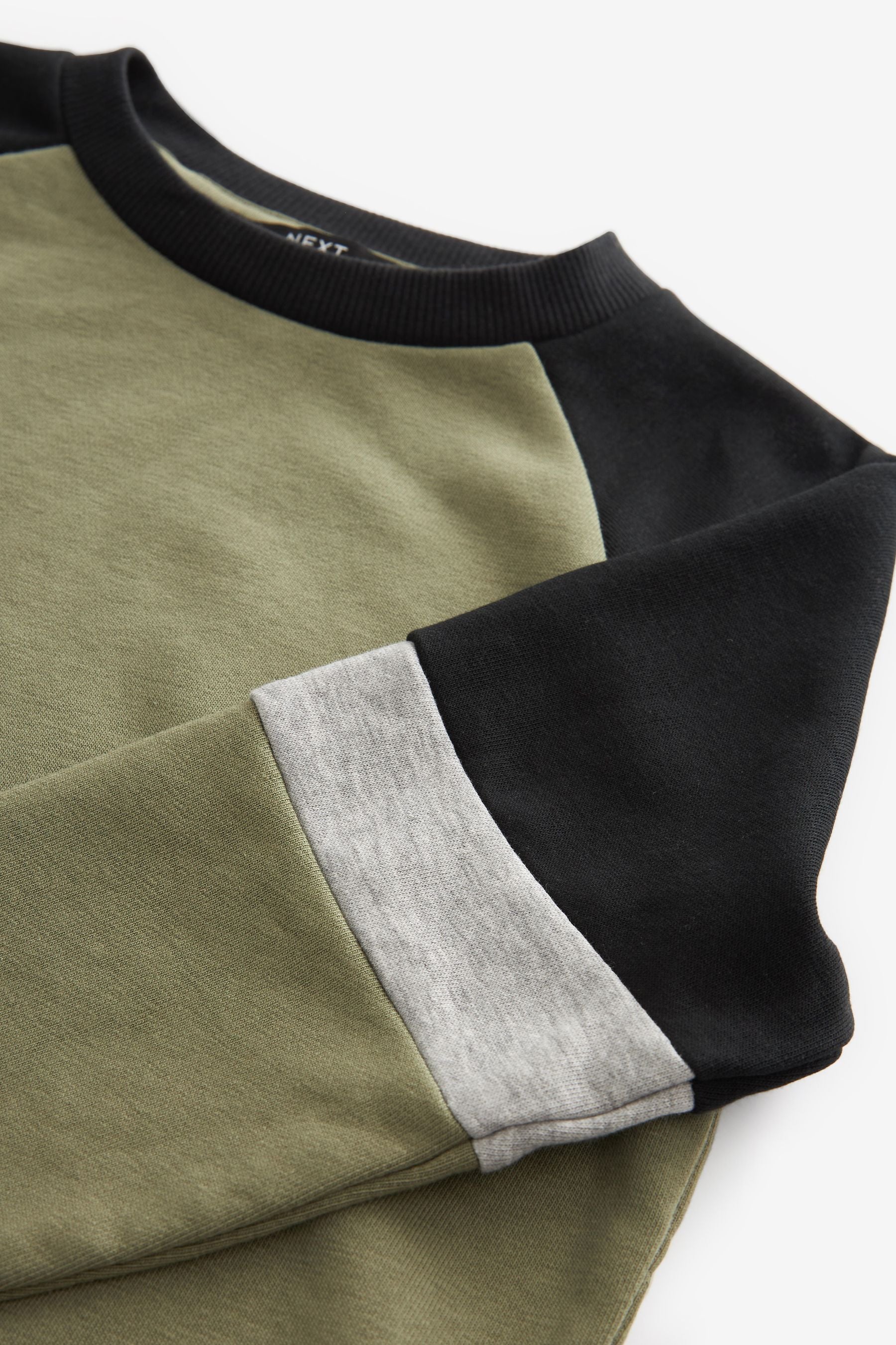 Khaki Green Long Sleeve Raglan Midweight Sweat Top (3-16yrs)