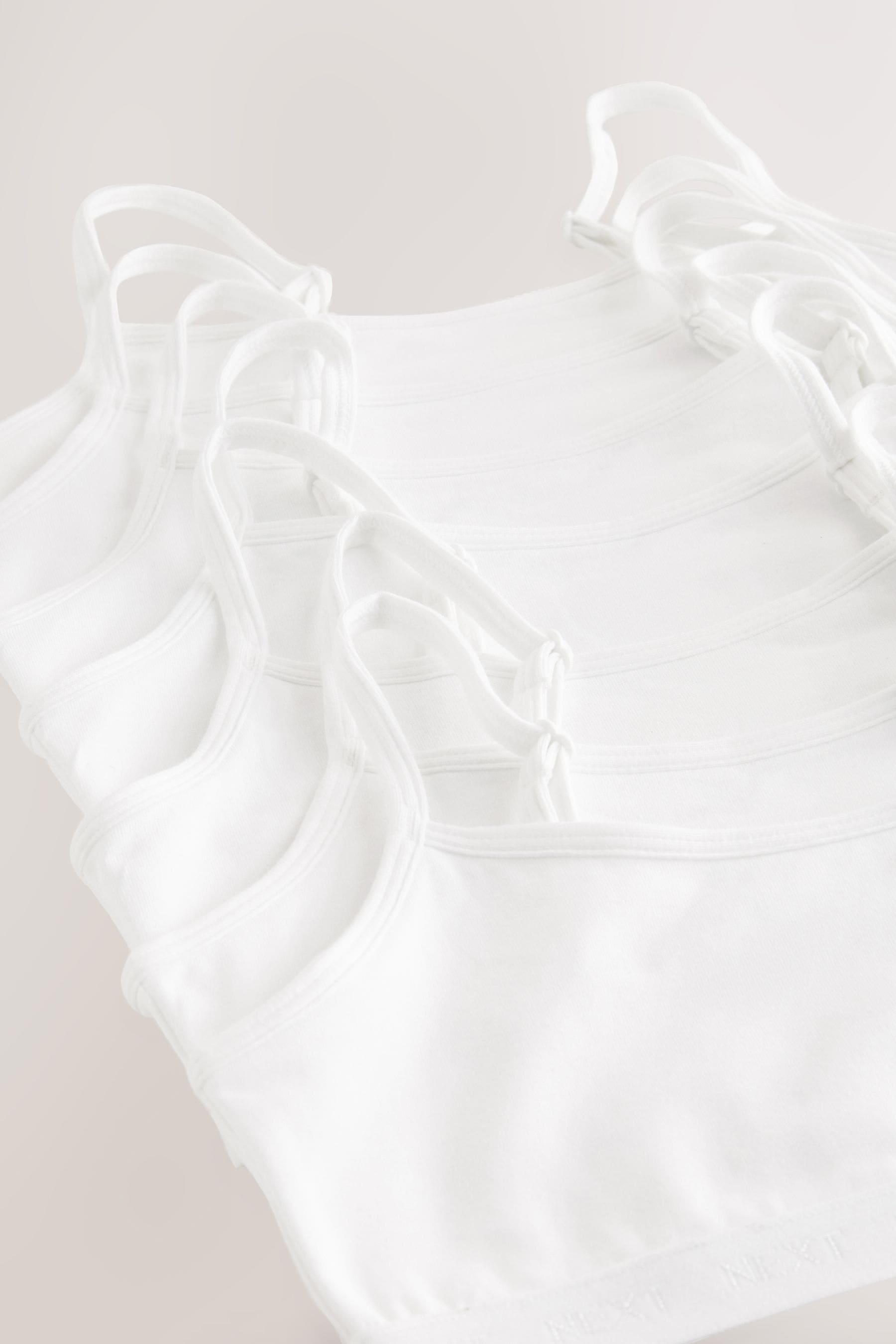 White Heart Lace Trim Strappy Crop Tops 7 Pack (5-16yrs)