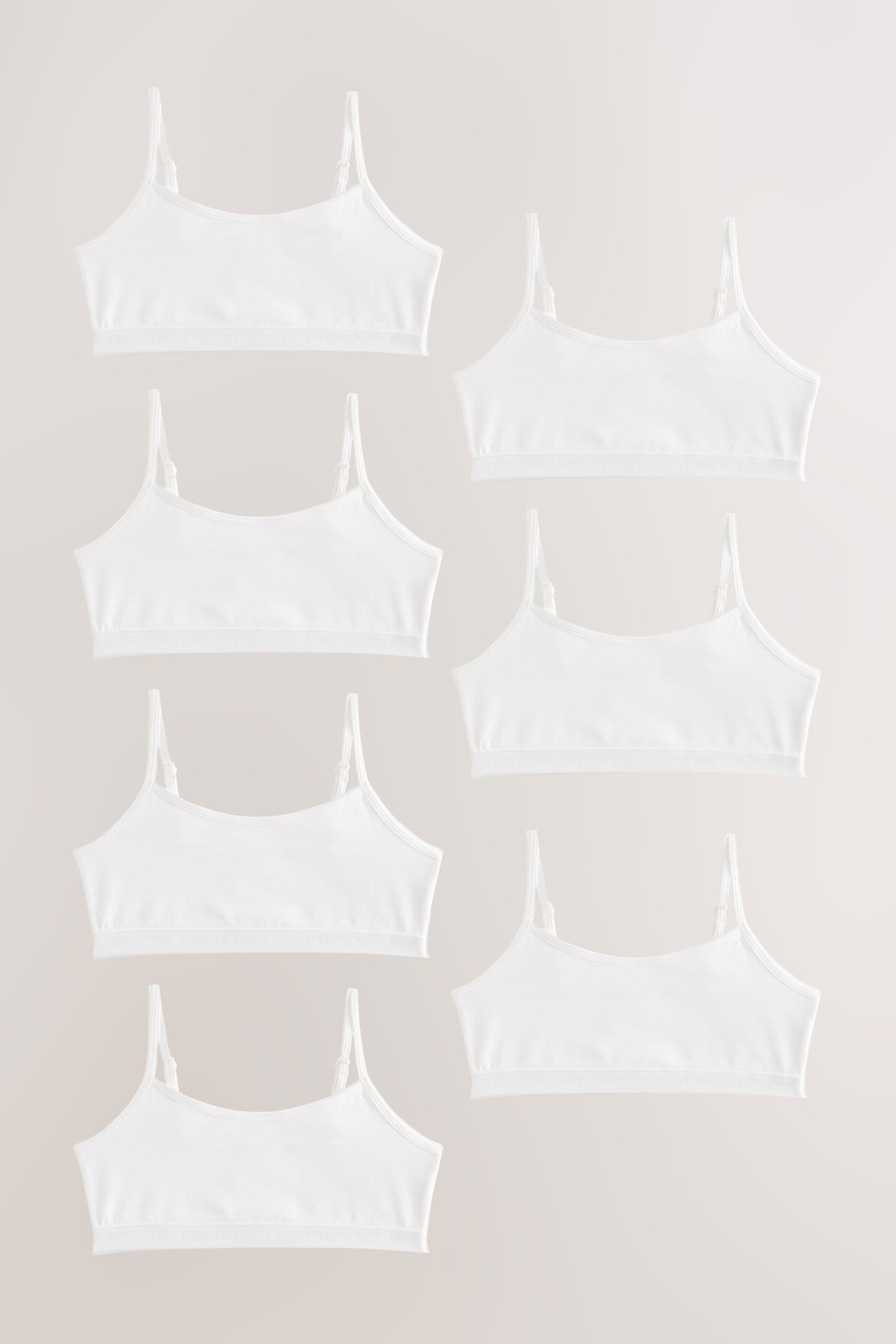 White Heart Lace Trim Strappy Crop Tops 7 Pack (5-16yrs)