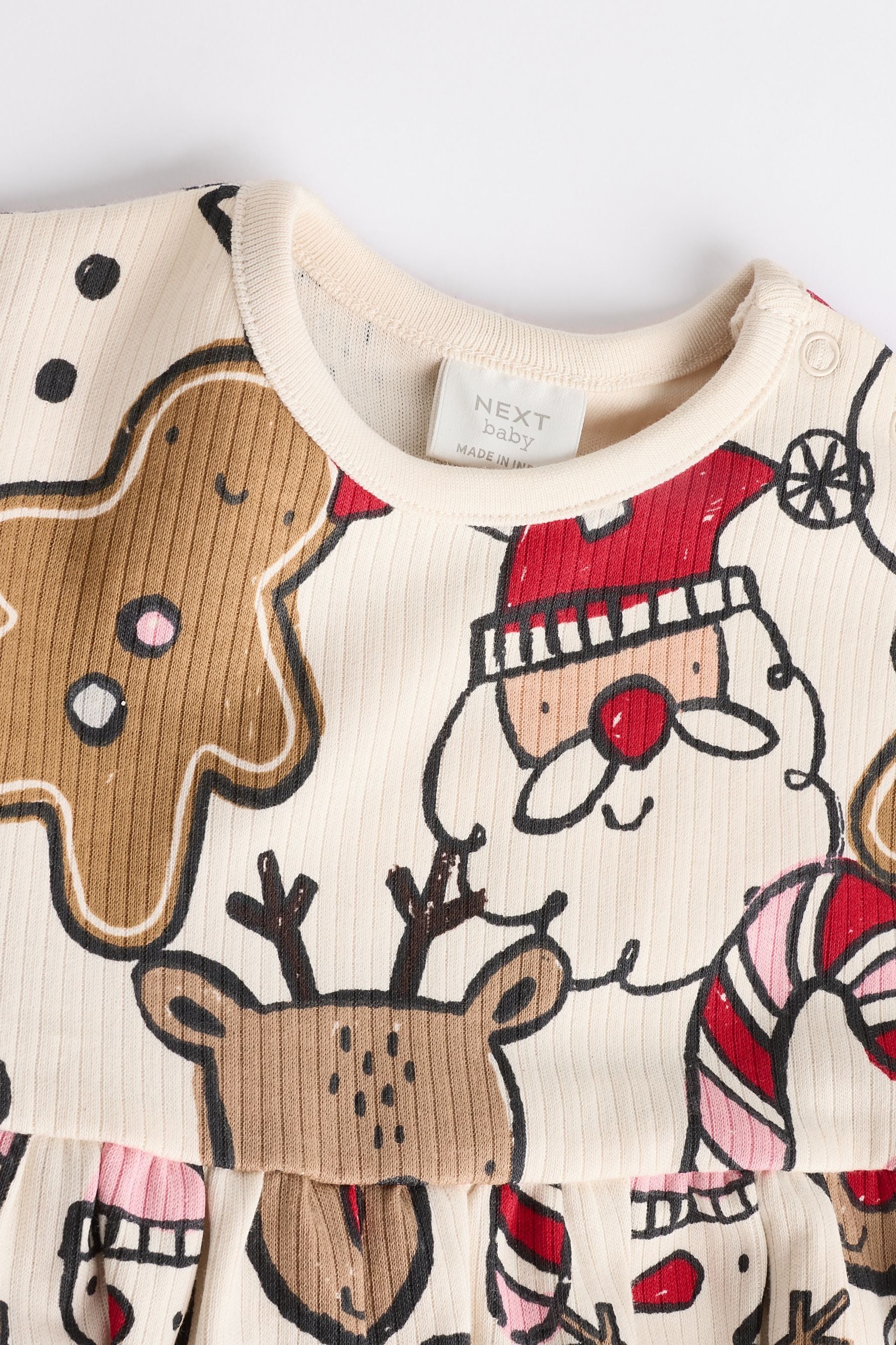 White/ Red Character Christmas Baby Jersey Dress With Tights' (0mths-2yrs)