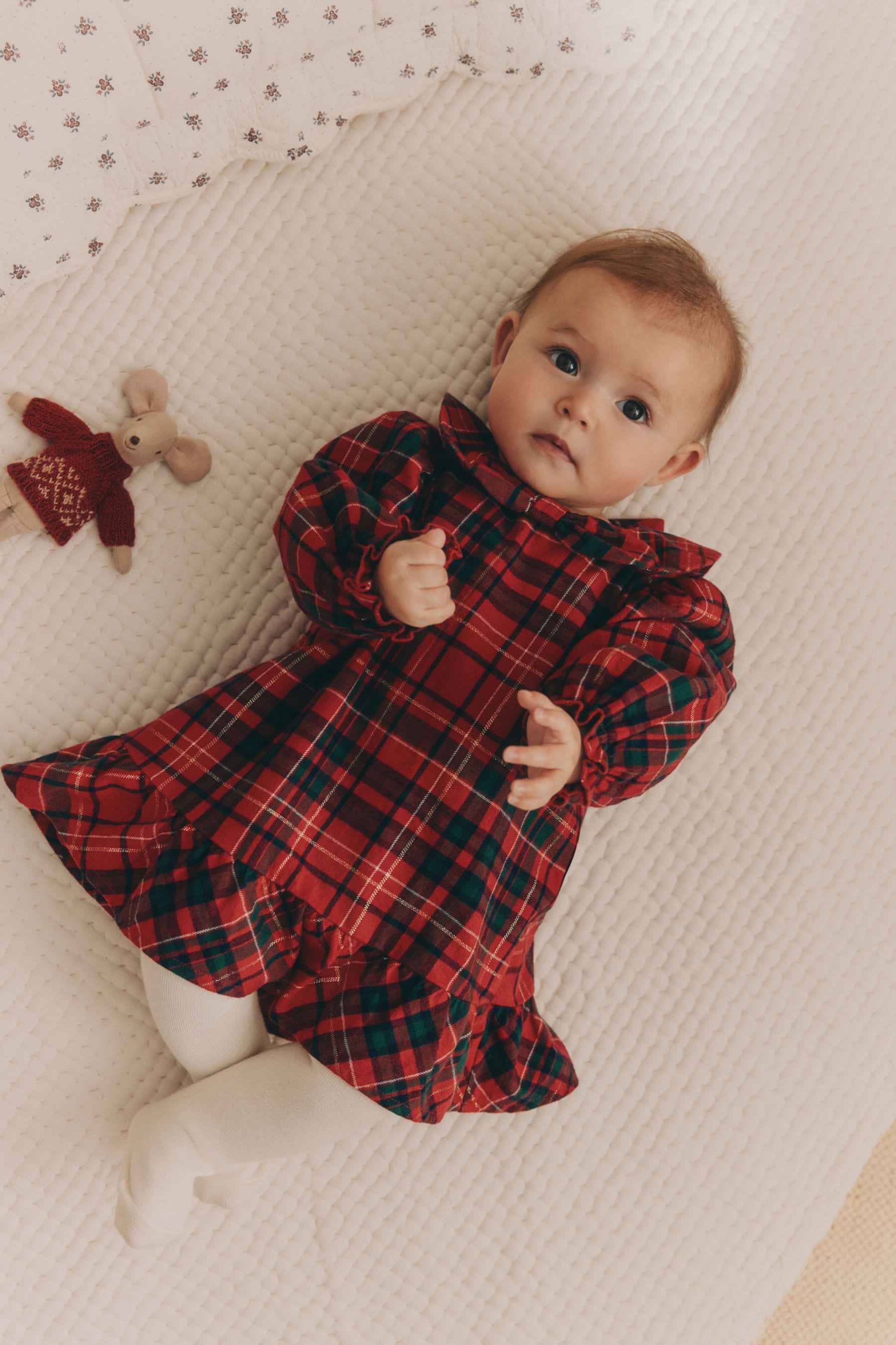 Red Check Baby Woven Dress with Tights (0mths-2yrs)