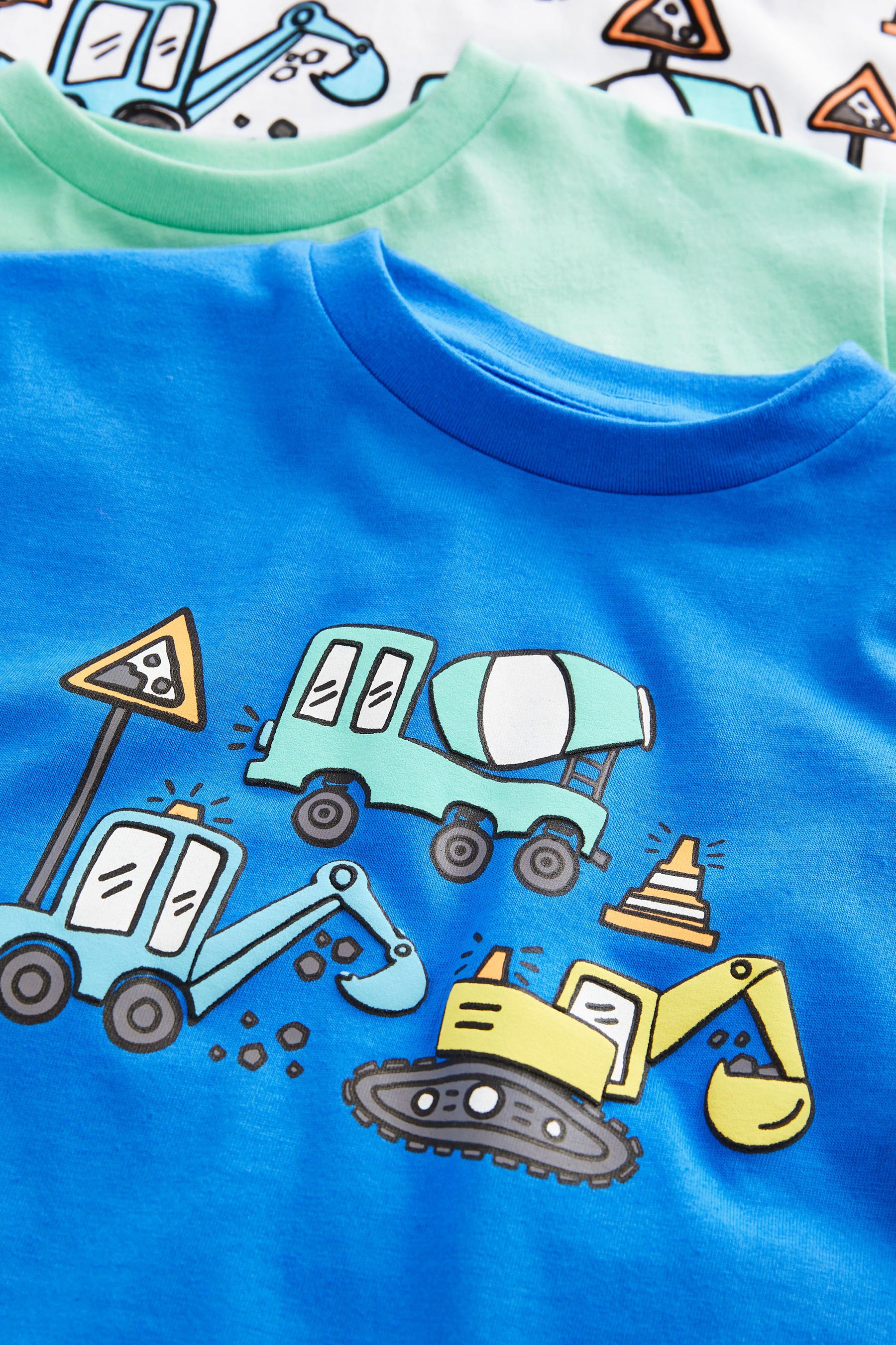 Blue/Green Transport Short Sleeve T-Shirts 3 Pack (3mths-7yrs)