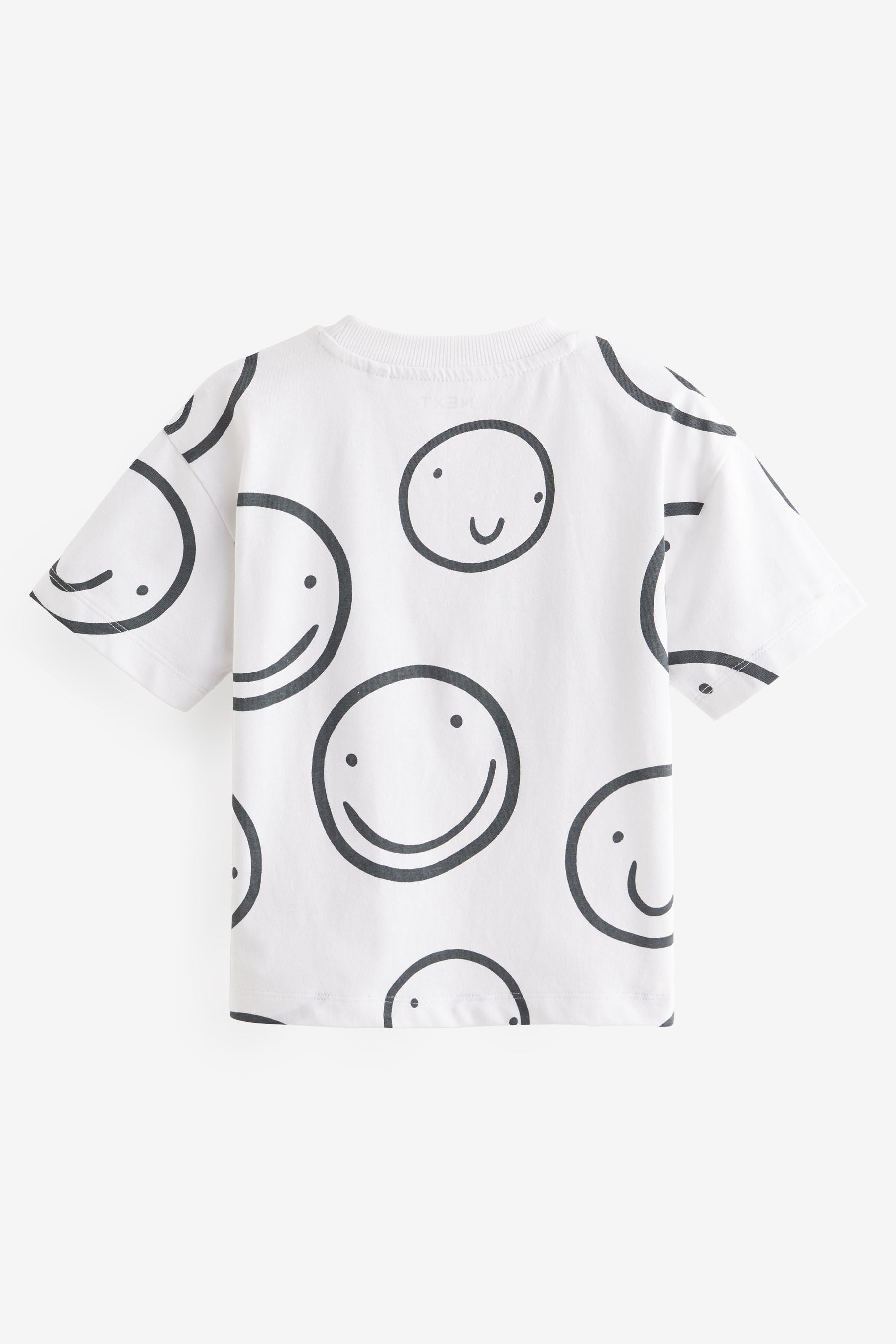 White/Black All-Over Print 100% Cotton Short Sleeve T-Shirt (3mths-7yrs)