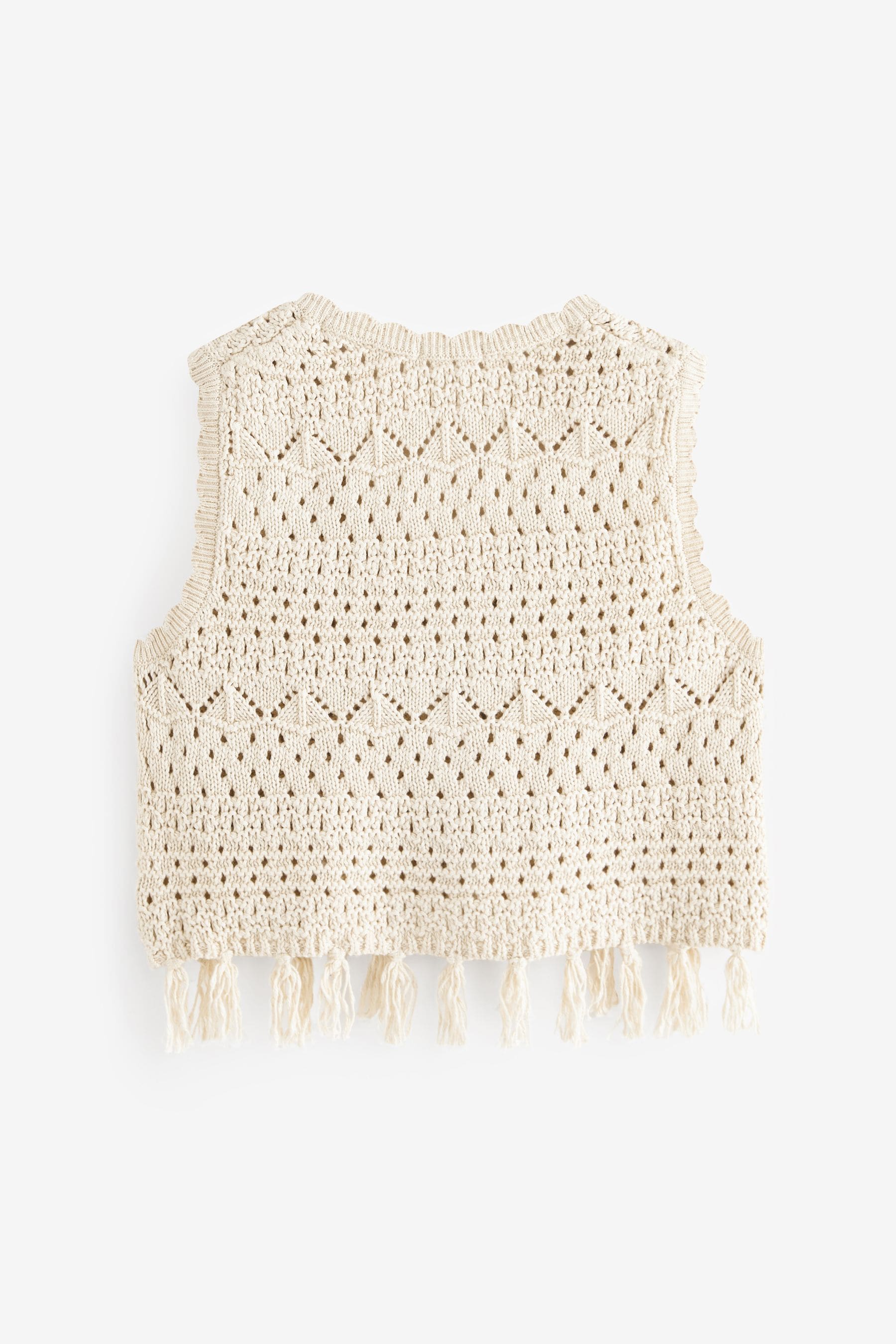 Ecru Knitted Tassle Waistcoat (3-16yrs)