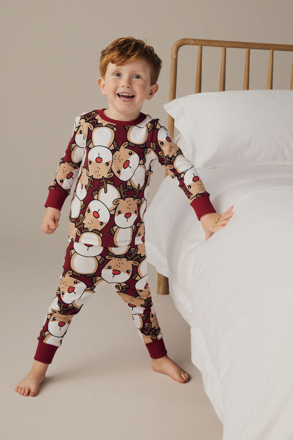 Red Santa 100% Cotton Single Christmas Pyjamas (9mths-12yrs)