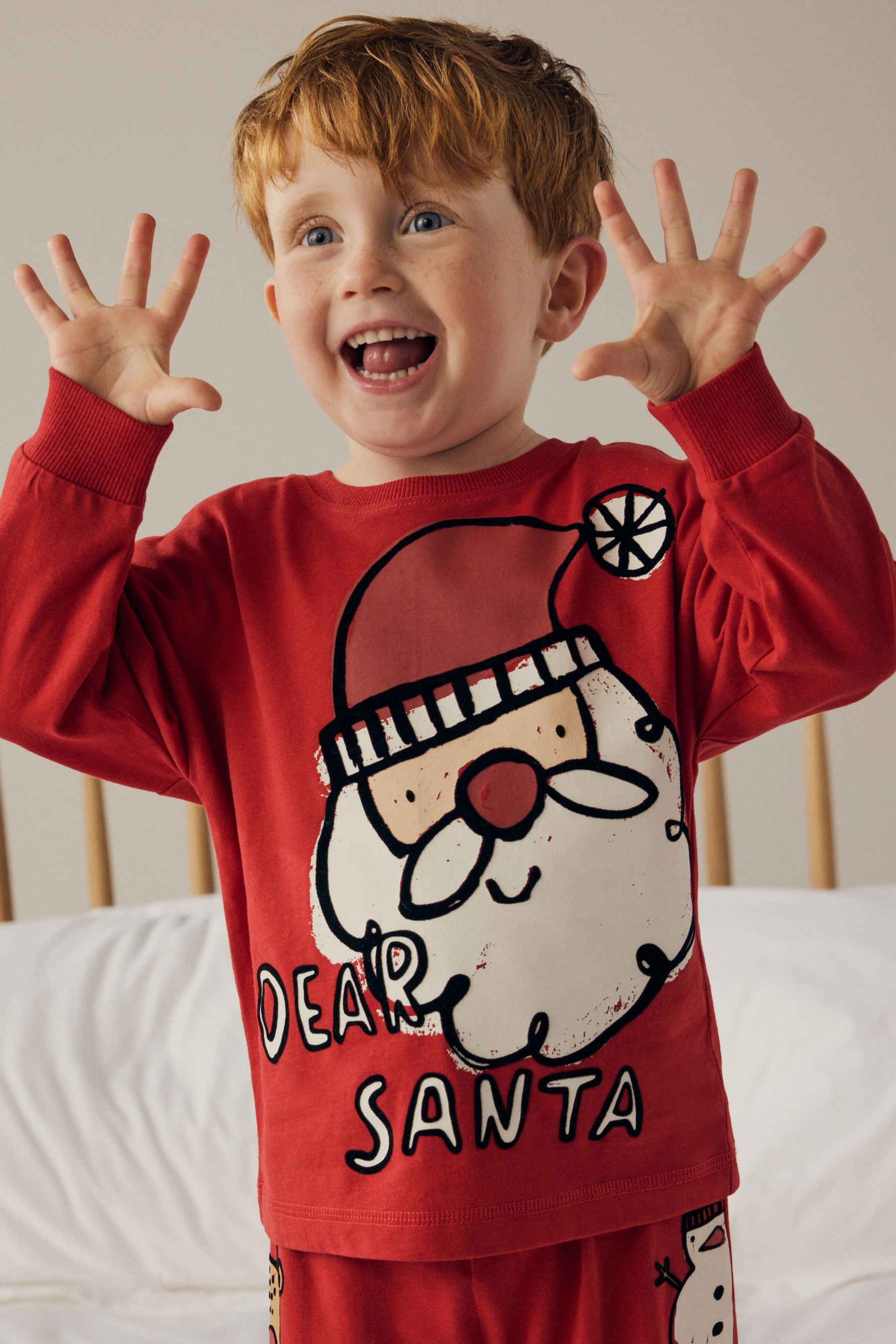 Red Santa Characters 100% Cotton Single Christmas Pyjamas (9mths-12yrs)