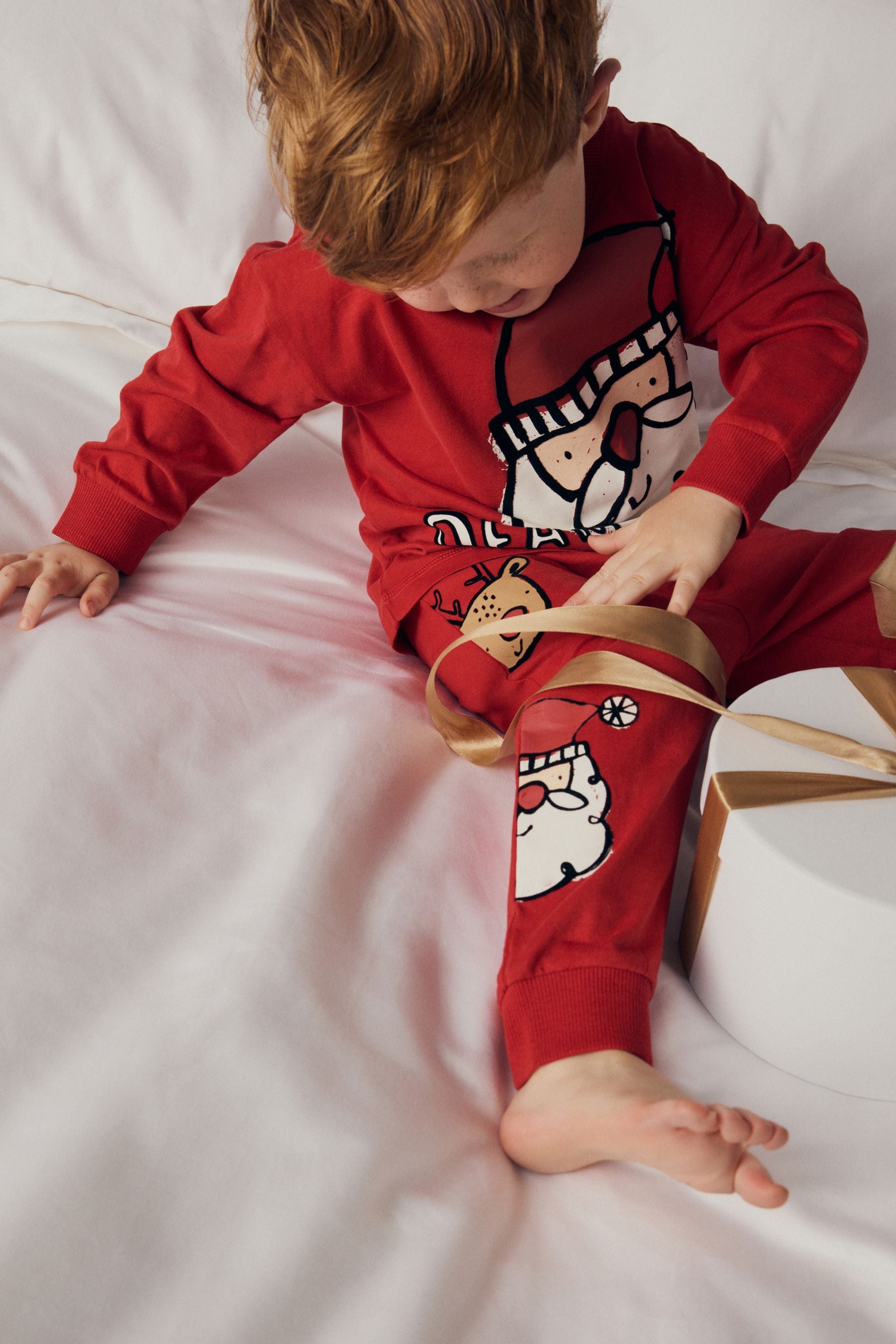 Red Santa Characters 100% Cotton Single Christmas Pyjamas (9mths-12yrs)