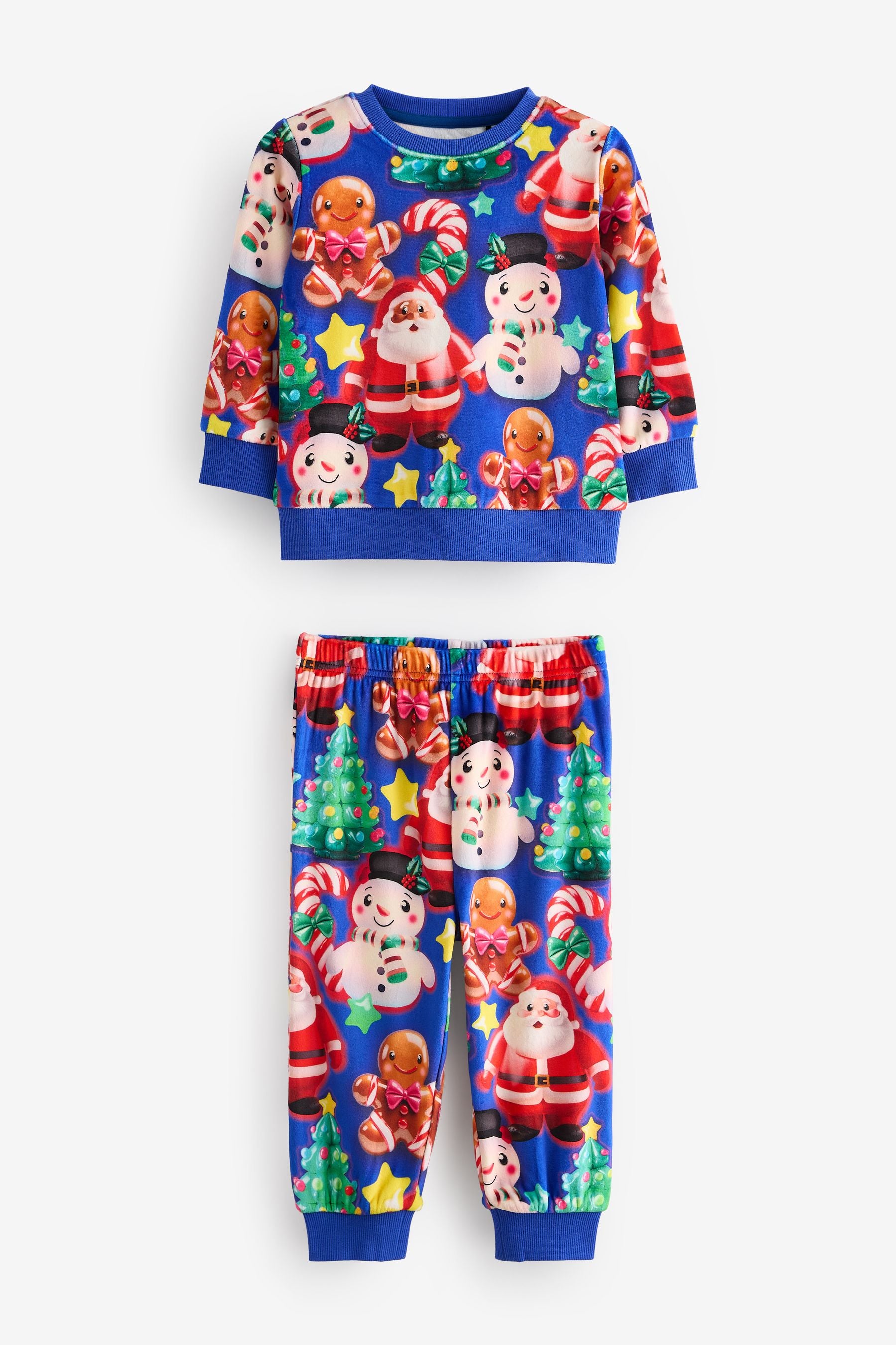 Cobalt Blue Christmas Character Single Soft Touch Fleece Pyjamas with Elastane (9mths-16yrs)