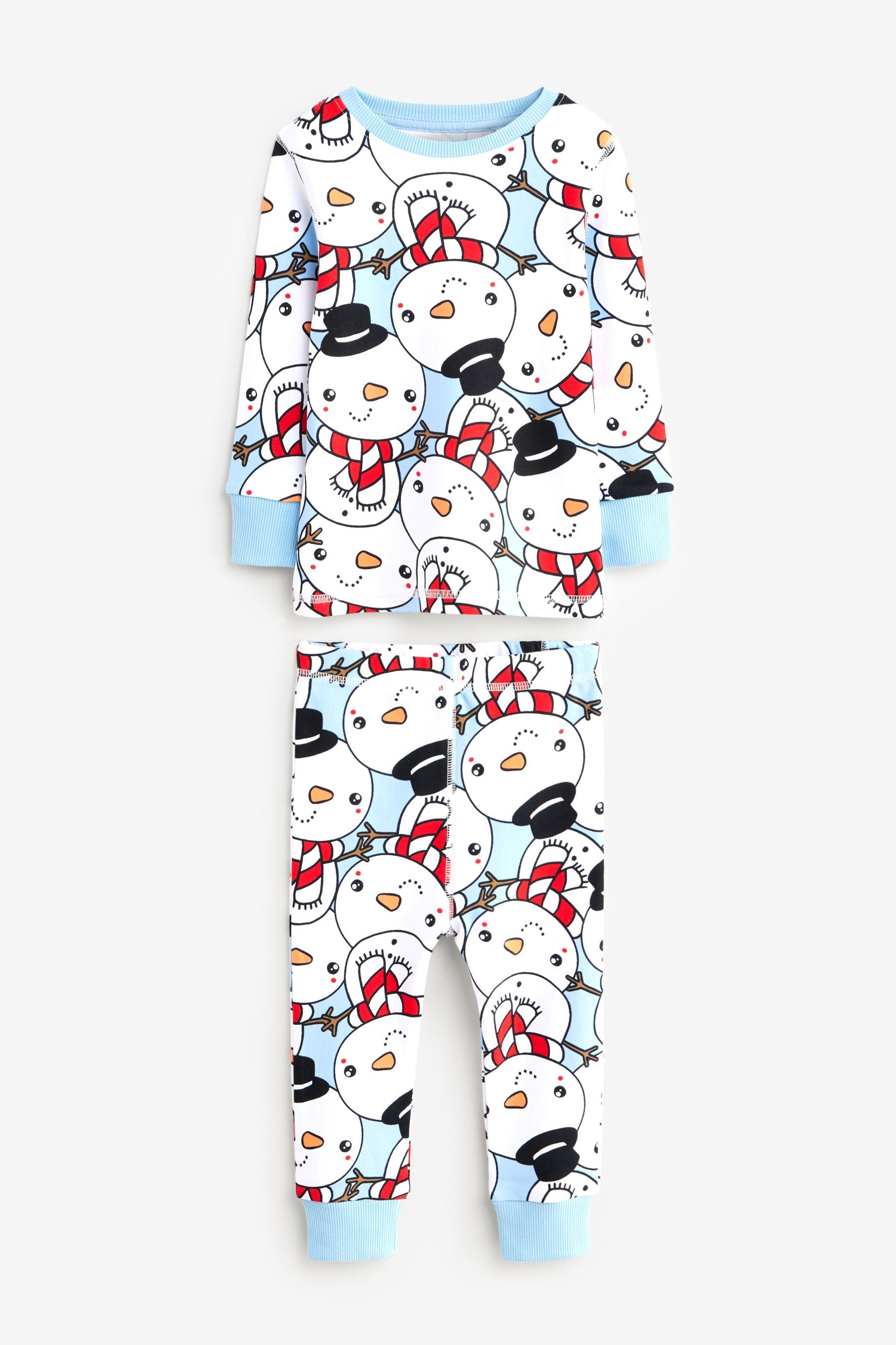 Blue Snowman Single Christmas Pyjamas (9mths-12yrs)