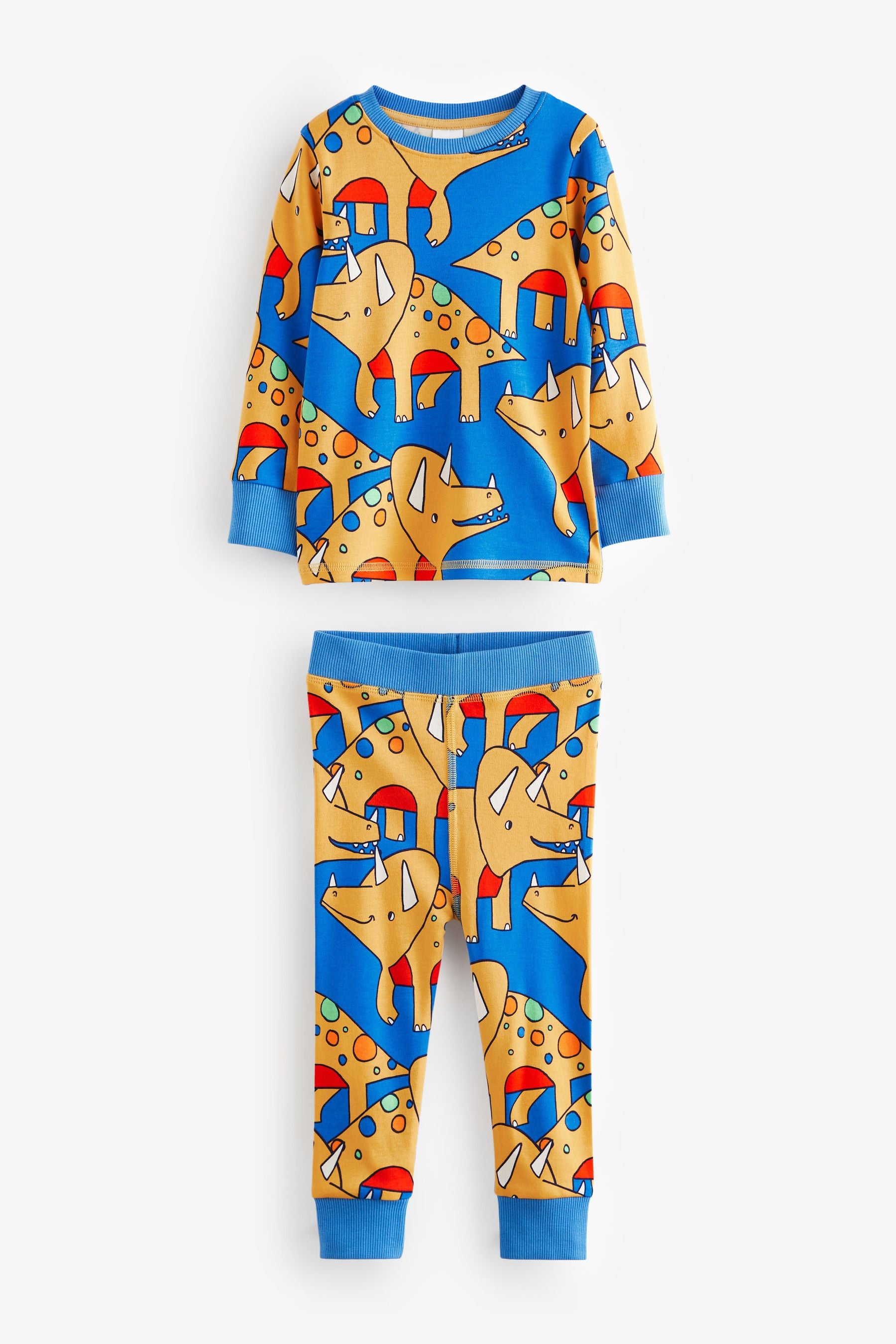 Multi Bright Dinosaur Snuggle 100% Cotton Pyjamas 3 Pack (9mths-10yrs)