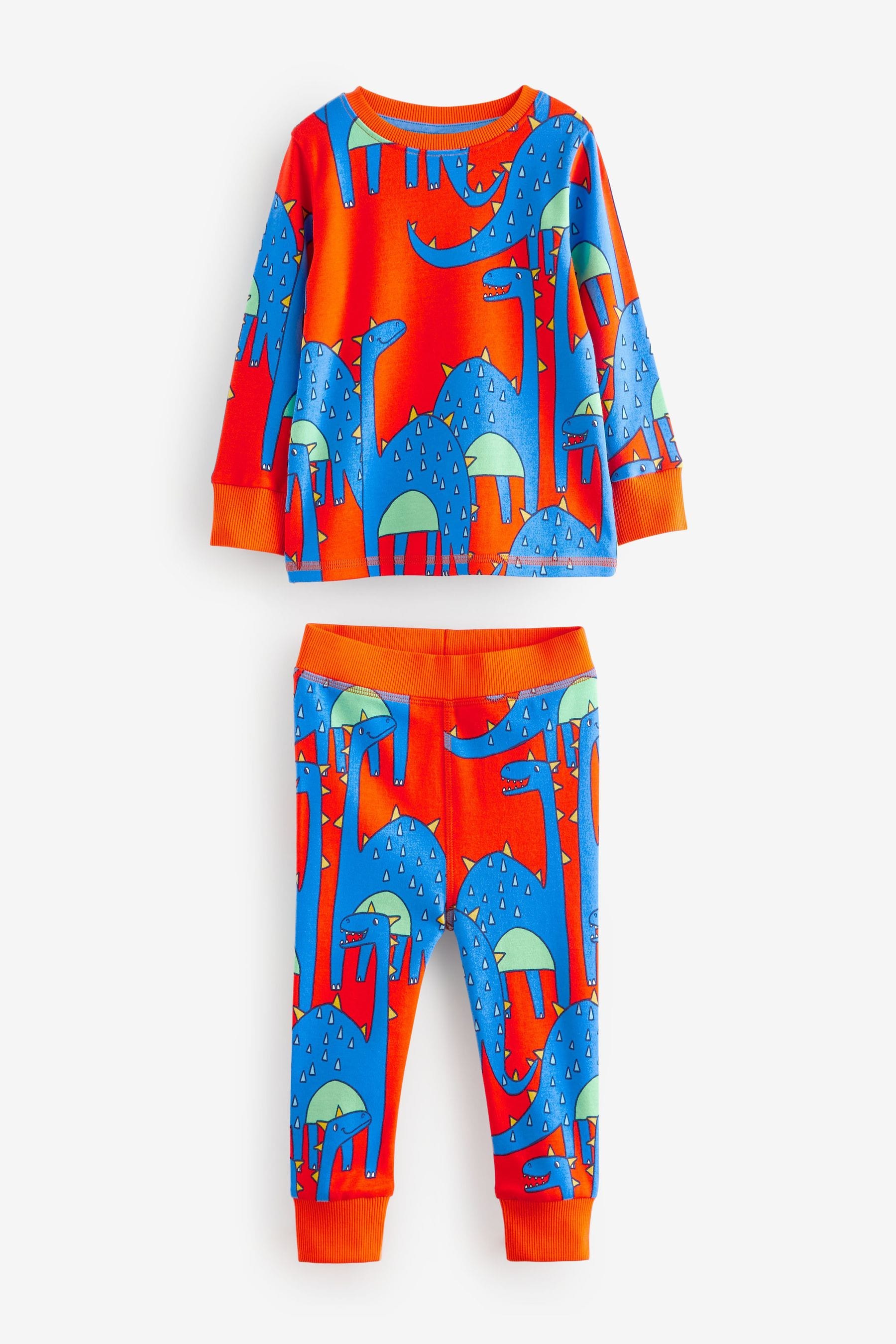 Multi Bright Dinosaur Snuggle 100% Cotton Pyjamas 3 Pack (9mths-10yrs)