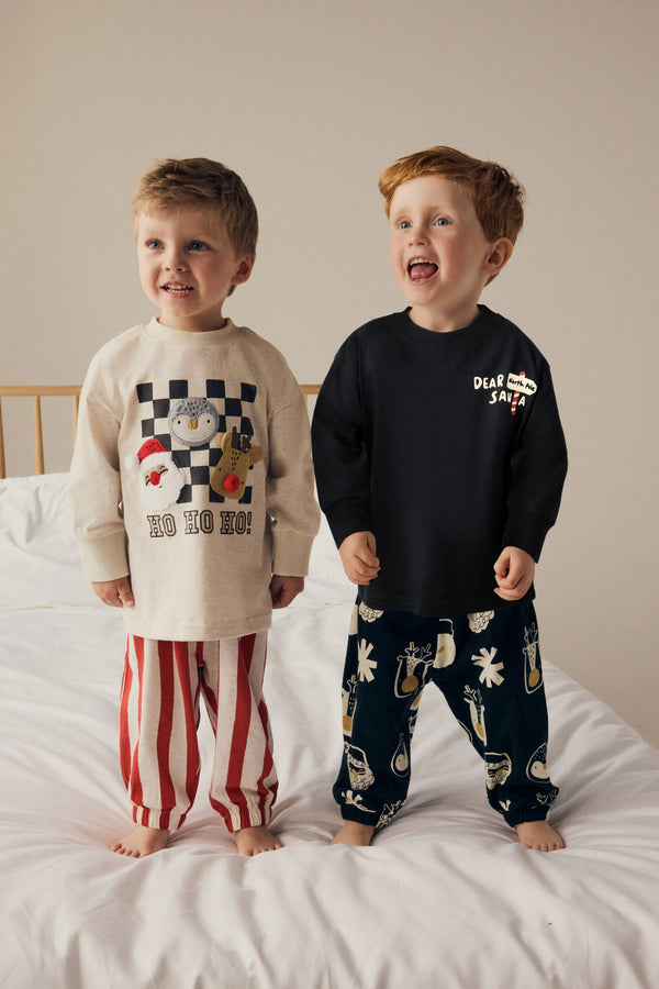 Red/Black Christmas Checkerboard 100% Cotton Oversized Pyjamas 2 Pack (9mths-12yrs)