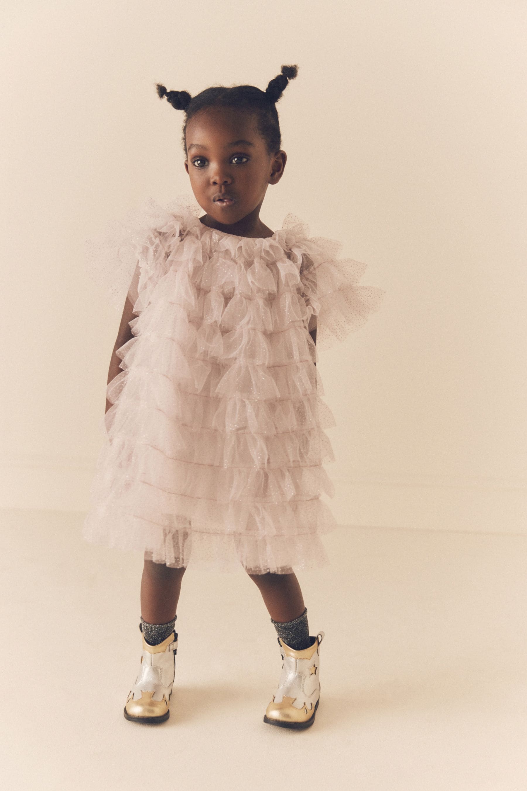 Shell Pink Sparkle Ruffle Mesh Dress (3mths-8yrs)