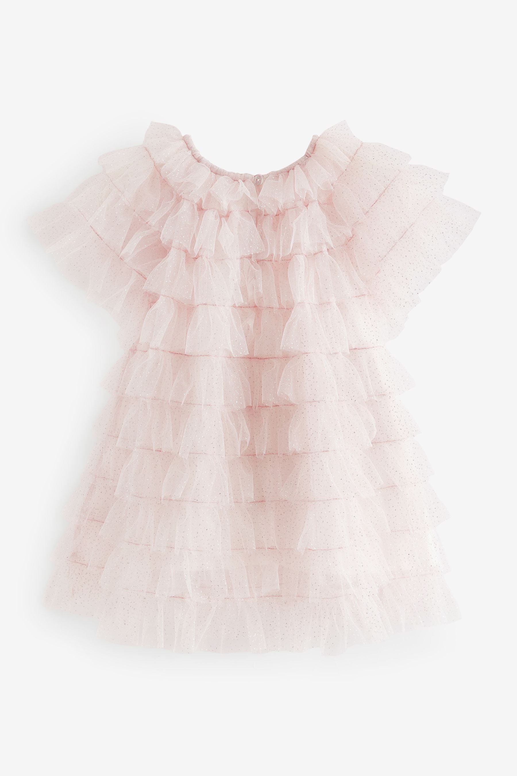 Shell Pink Sparkle Ruffle Mesh Dress (3mths-8yrs)