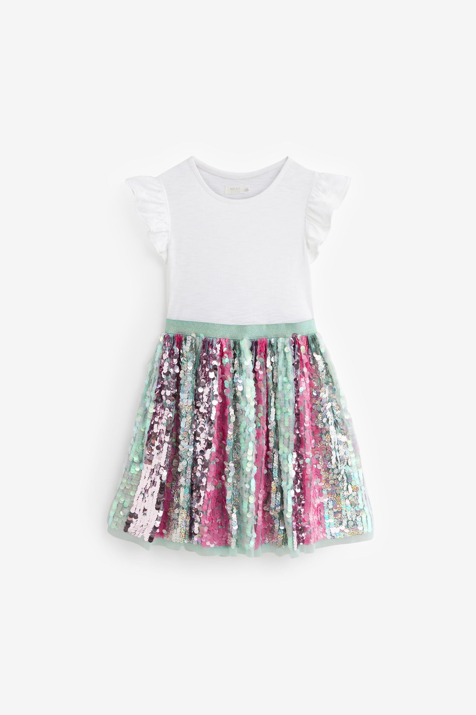 Aqua Blue/Pink Sequin Skirt Dress (3-12yrs)