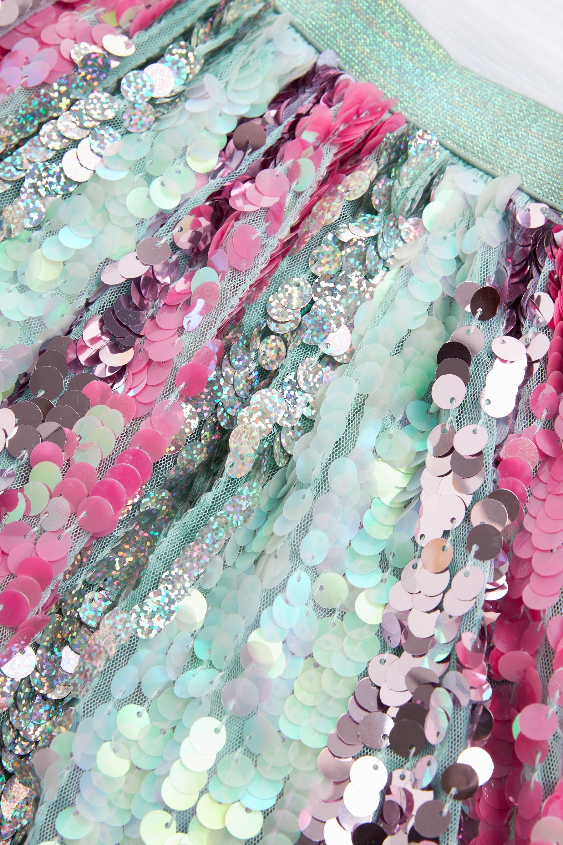 Aqua Blue/Pink Sequin Skirt Dress (3-12yrs)