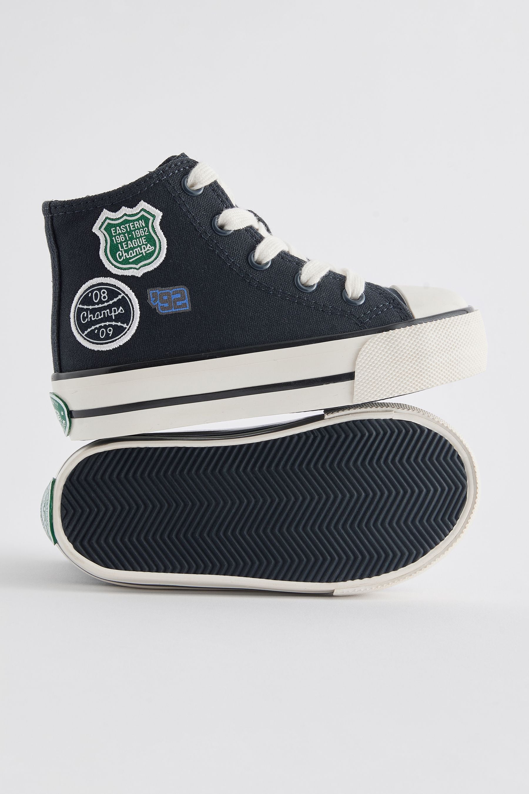 Navy Varsity Badge High Top Trainers