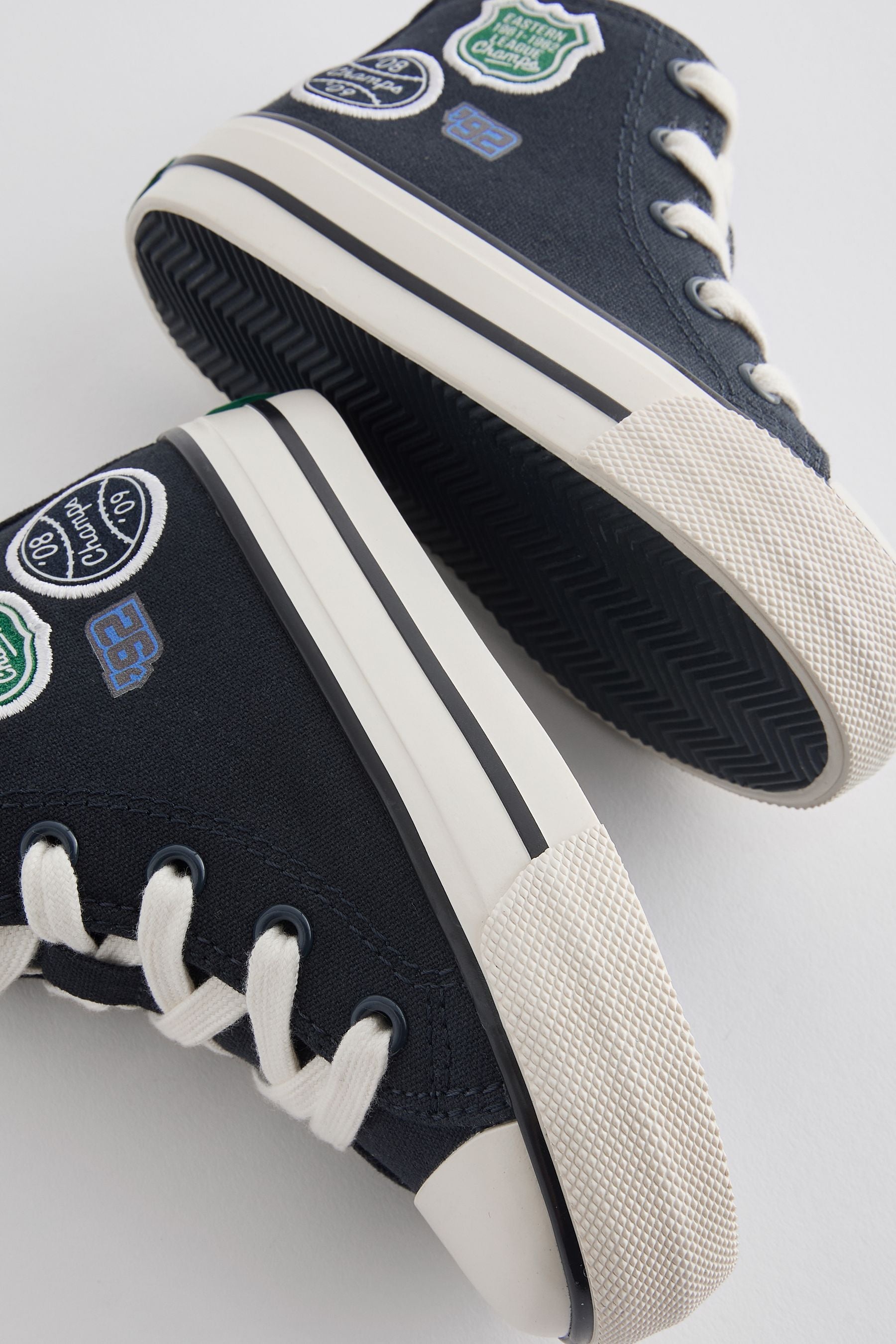 Navy Varsity Badge High Top Trainers