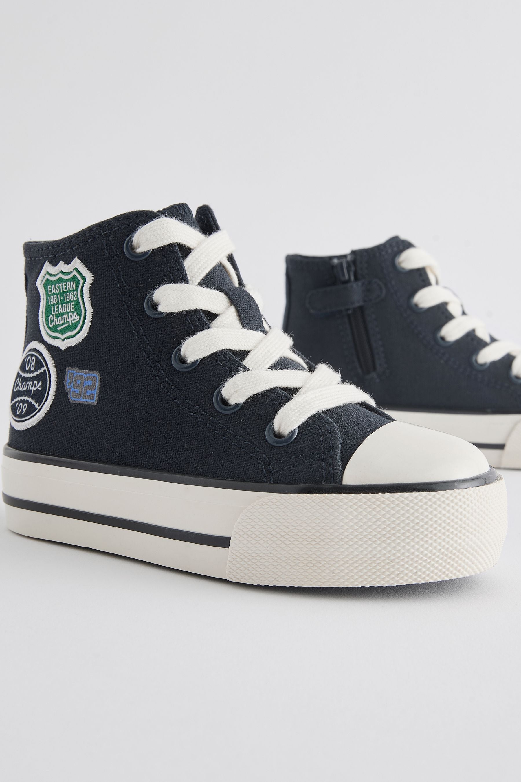 Navy Varsity Badge High Top Trainers