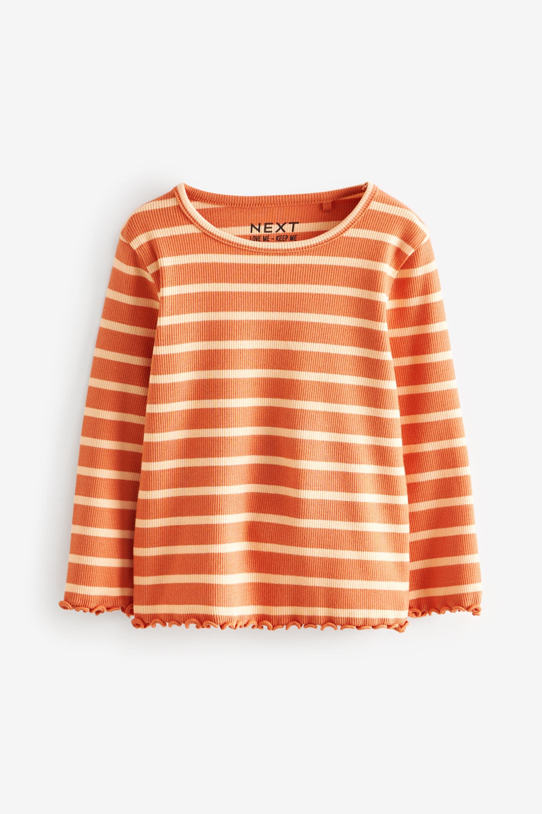 Dusky Orange Ribbed Long Sleeve Tops 5 Pack (3mths-7yrs)