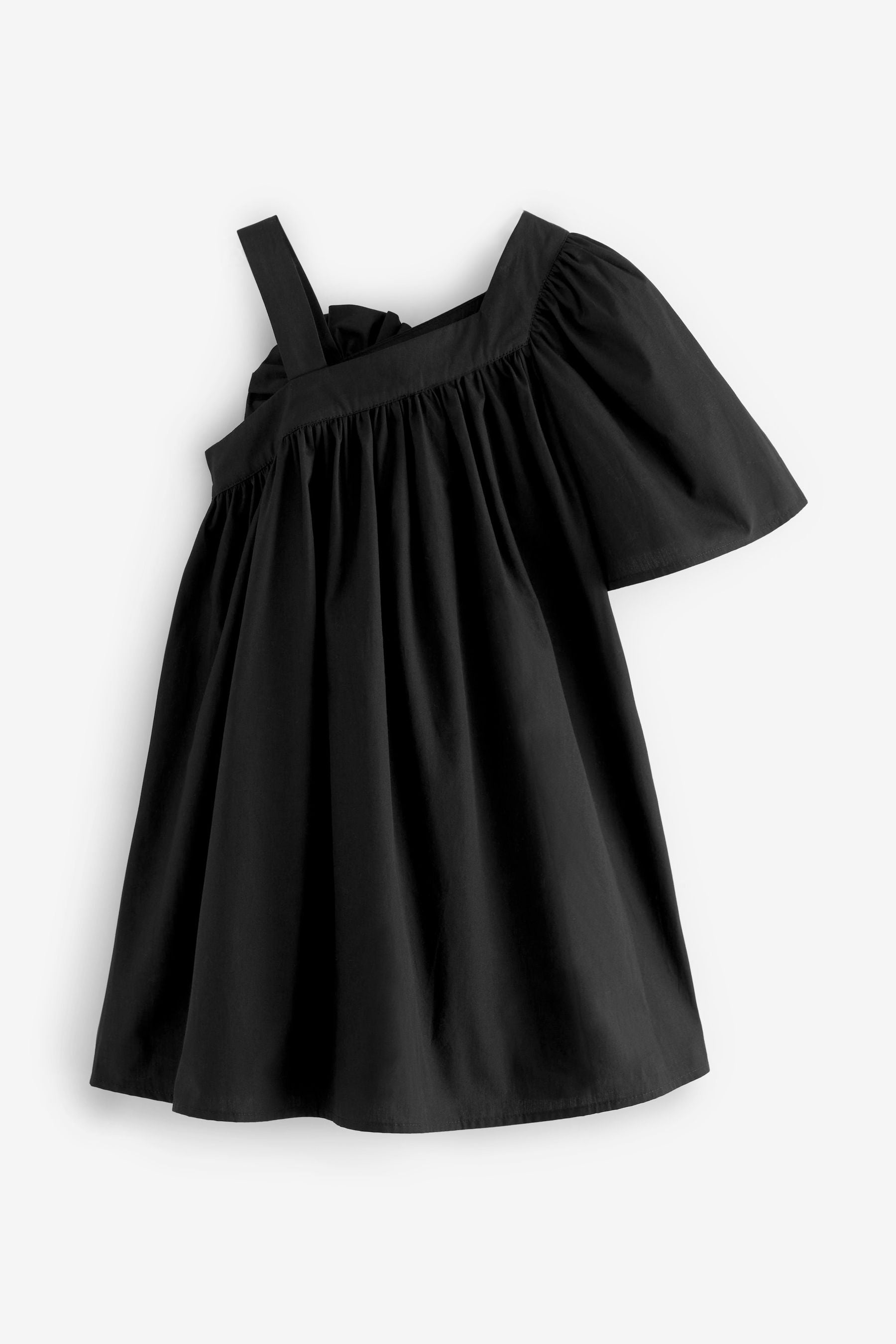 Black One Shoulder Corsage Party Dress (3-16yrs)