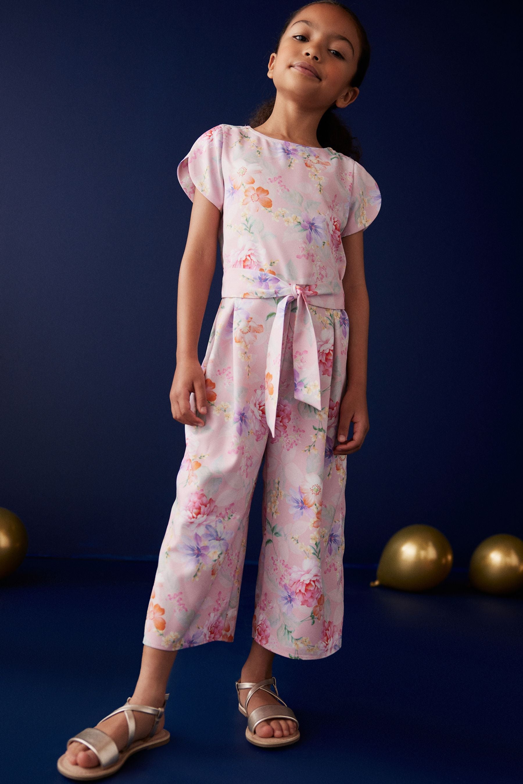 Pink Floral Print Jumpsuit (3-16yrs)