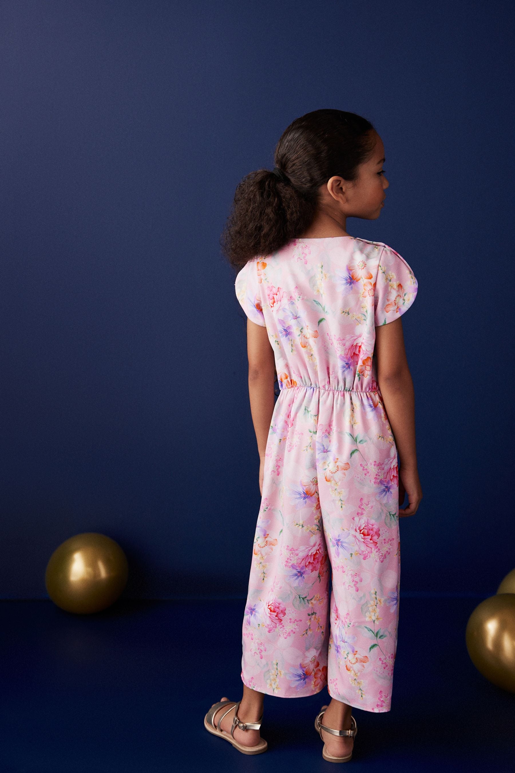 Pink Floral Print Jumpsuit (3-16yrs)