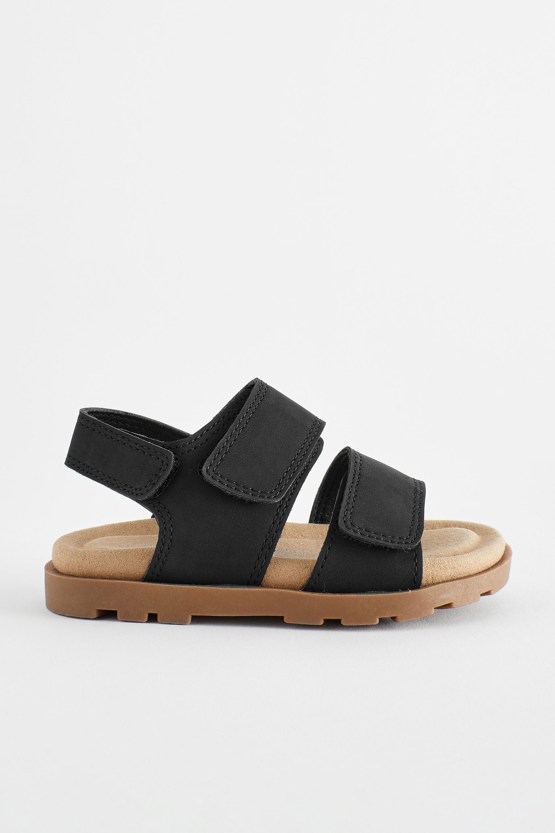 Black Double Touch Fastening Strap Corkbed Sandals