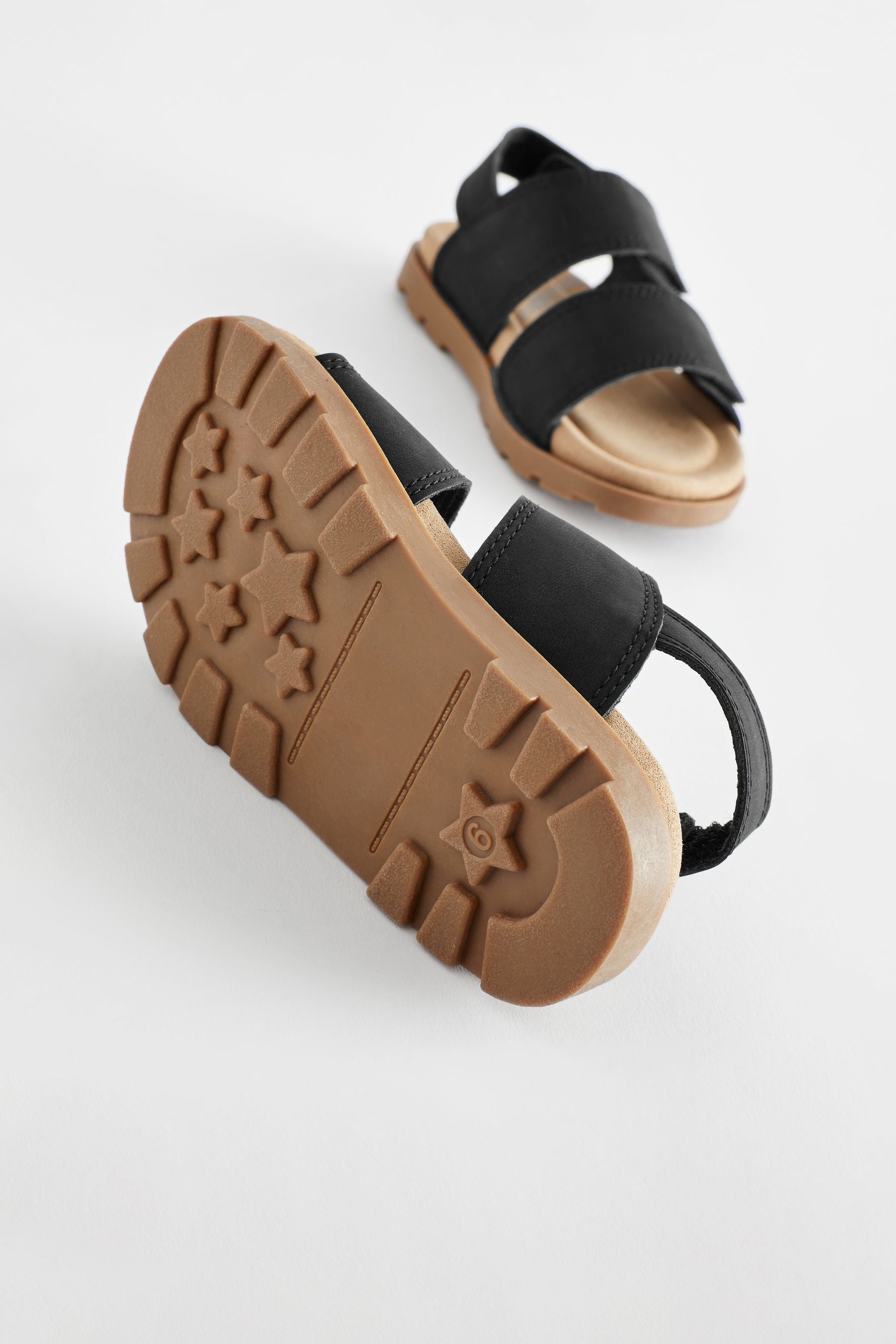 Black Double Touch Fastening Strap Corkbed Sandals